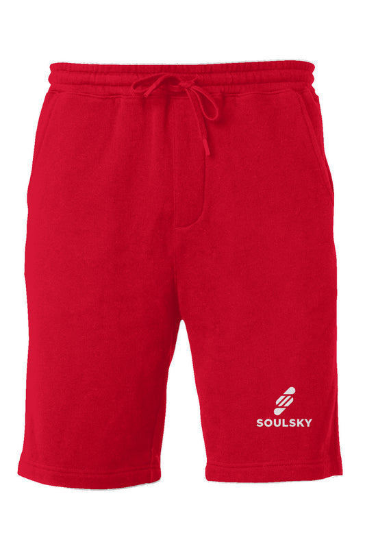 SOULSKY Men's Midweight Fleece Shorts (Red)