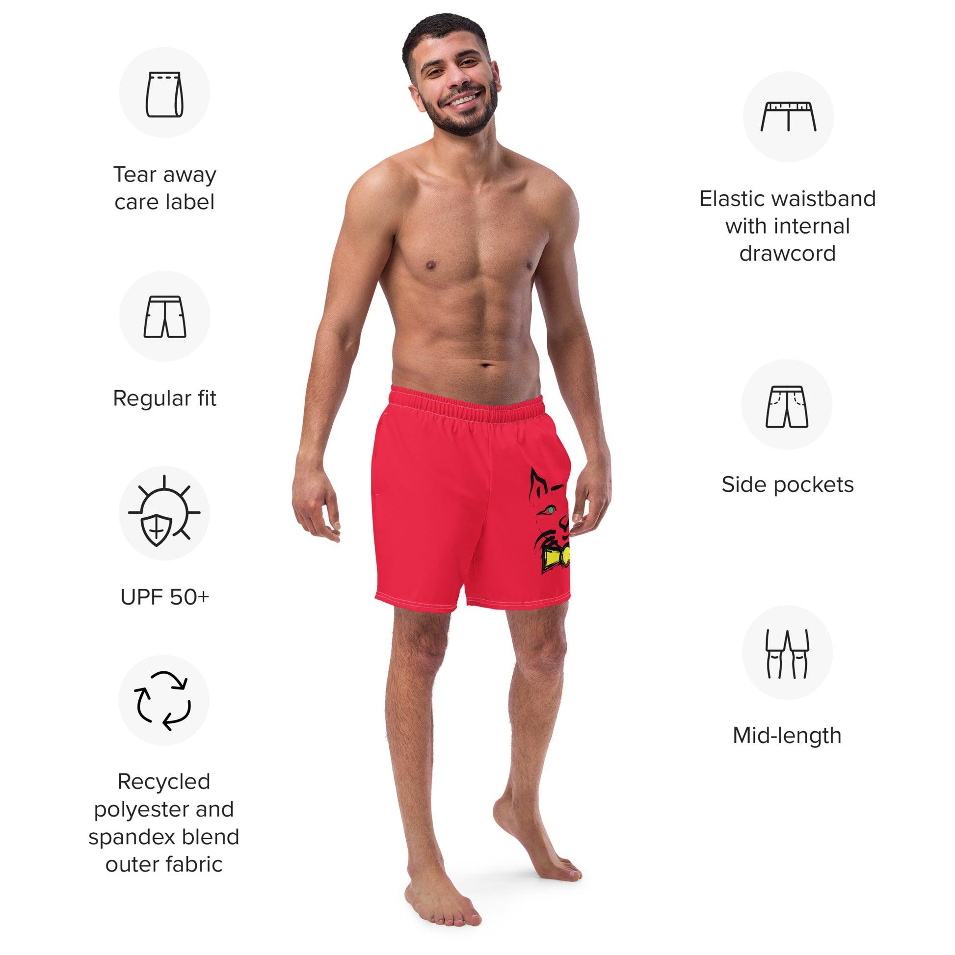 DAPPER CAT Men's Swim Trunks - SOULSKY