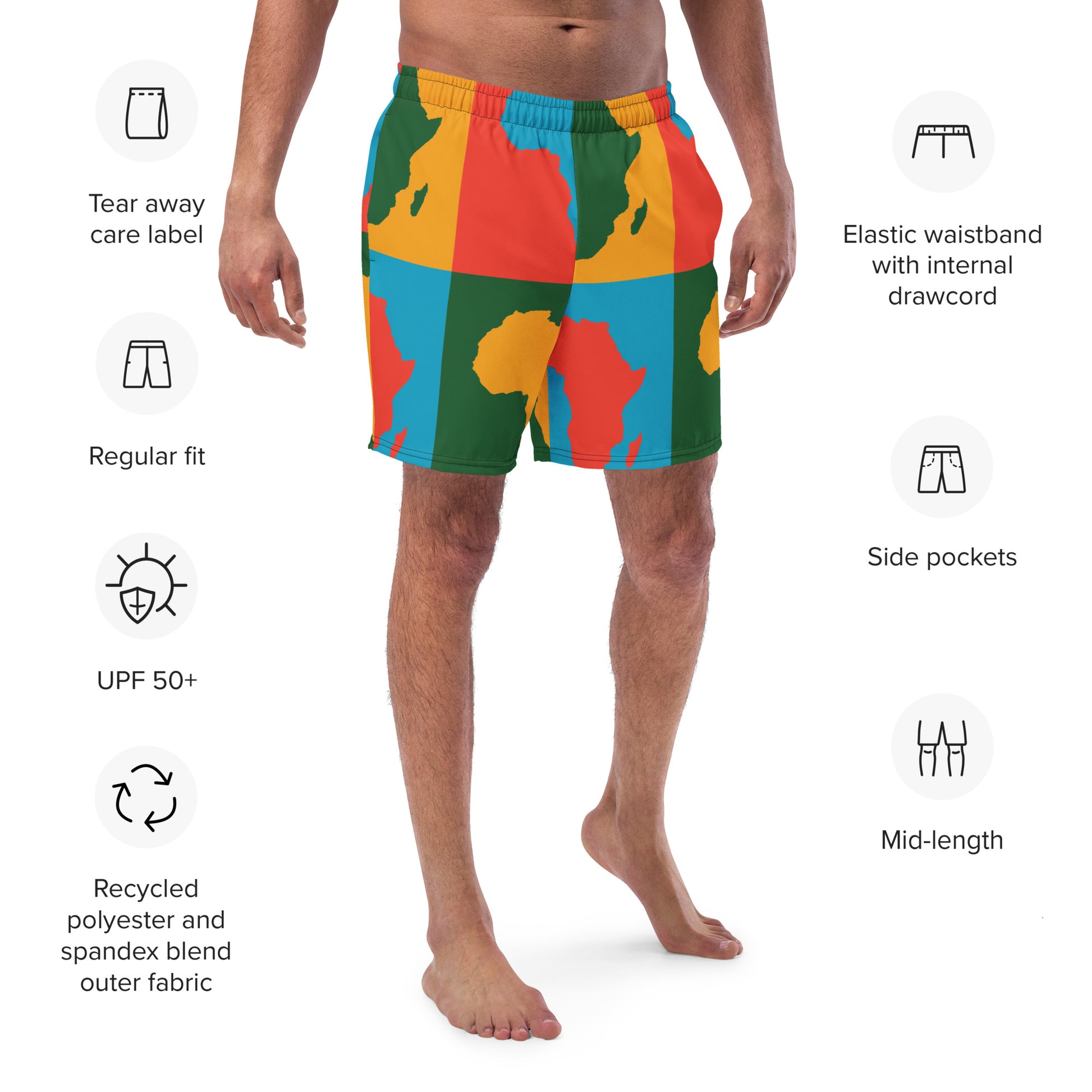AFRICA WARHOL Men's Swim Trunks (Bright) - SOULSKY