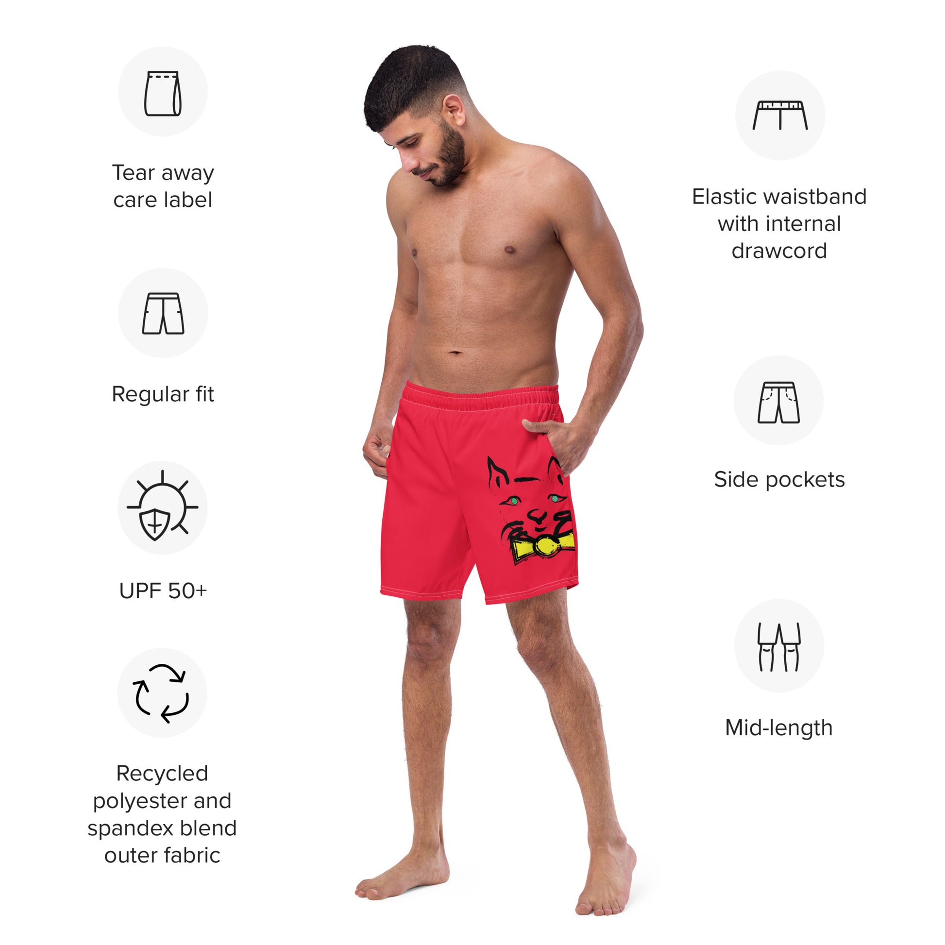 DAPPER CAT Men's Swim Trunks - SOULSKY