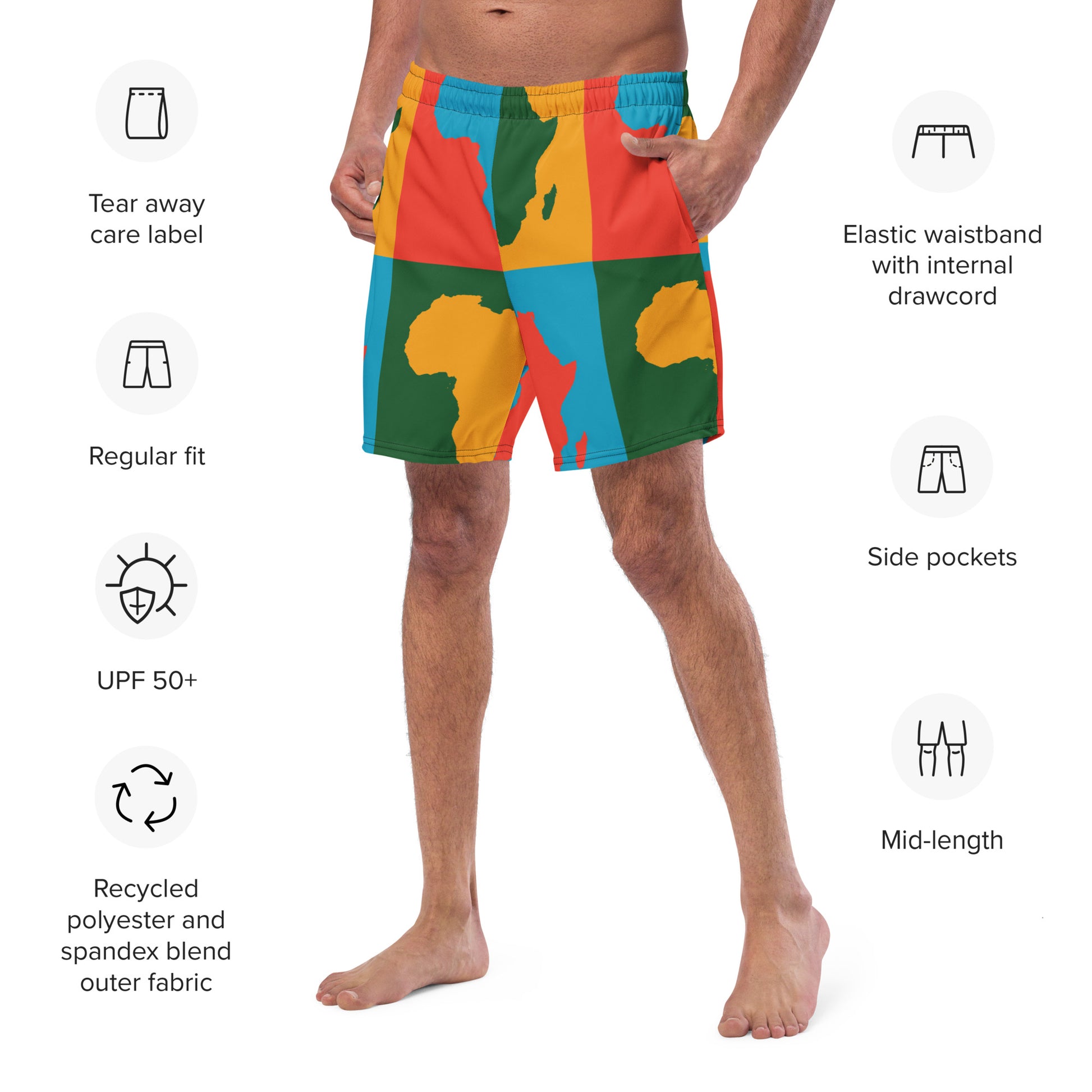 AFRICA WARHOL Men's Swim Trunks (Bright) - SOULSKY