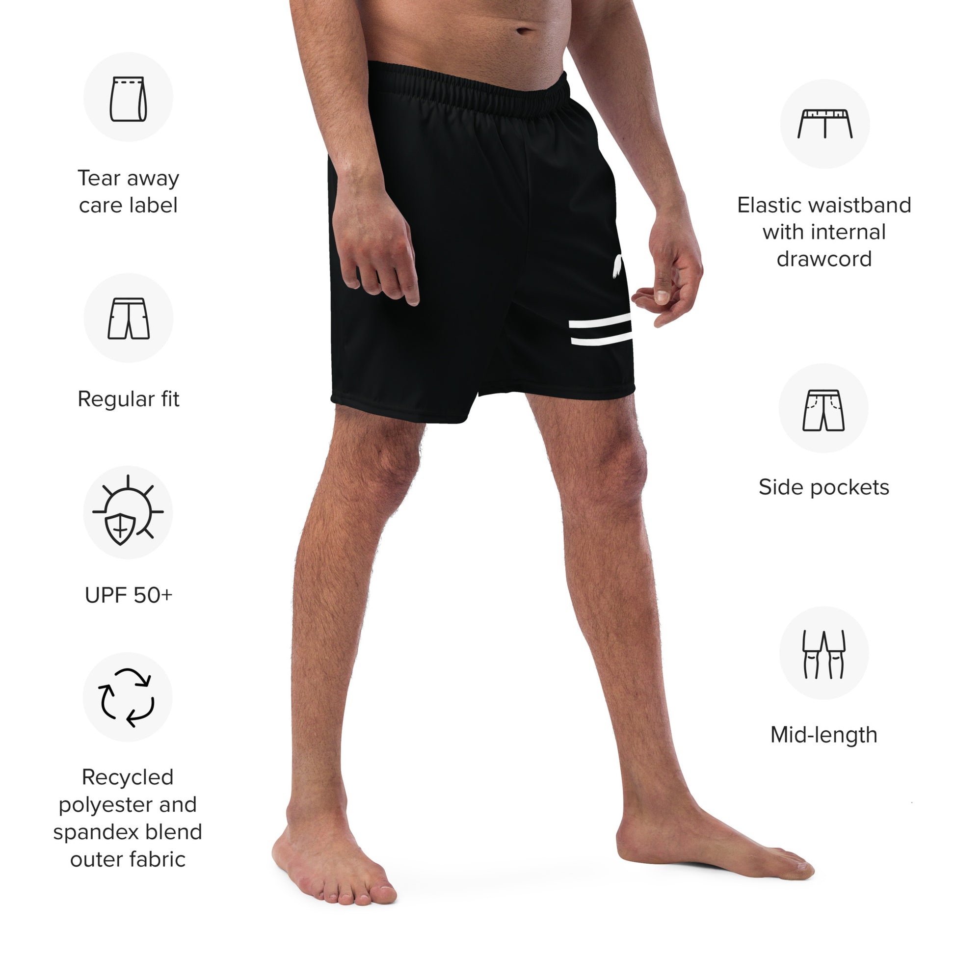 ELEVATE Men's Swim Trunks (Black) - SOULSKY