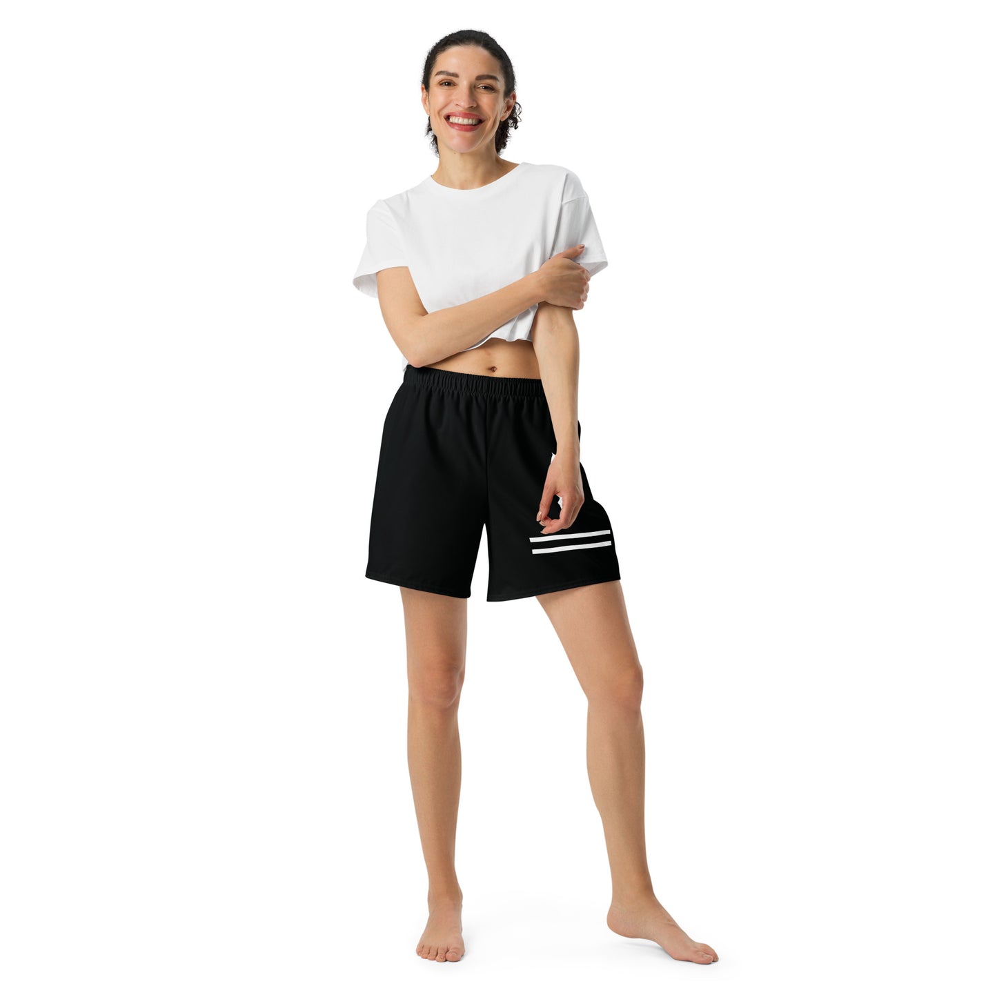 ELEVATE All-Over Print Unisex Athletic Long Shorts (Black)