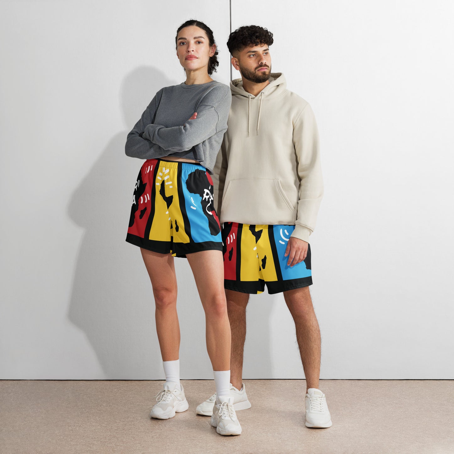 AFRICA PRIMARY All-Over Print Unisex Athletic Long Shorts