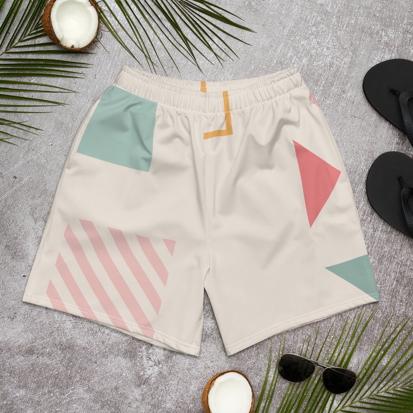 UNIQUE All-Over Print Unisex Athletic Long Shorts (Cream)