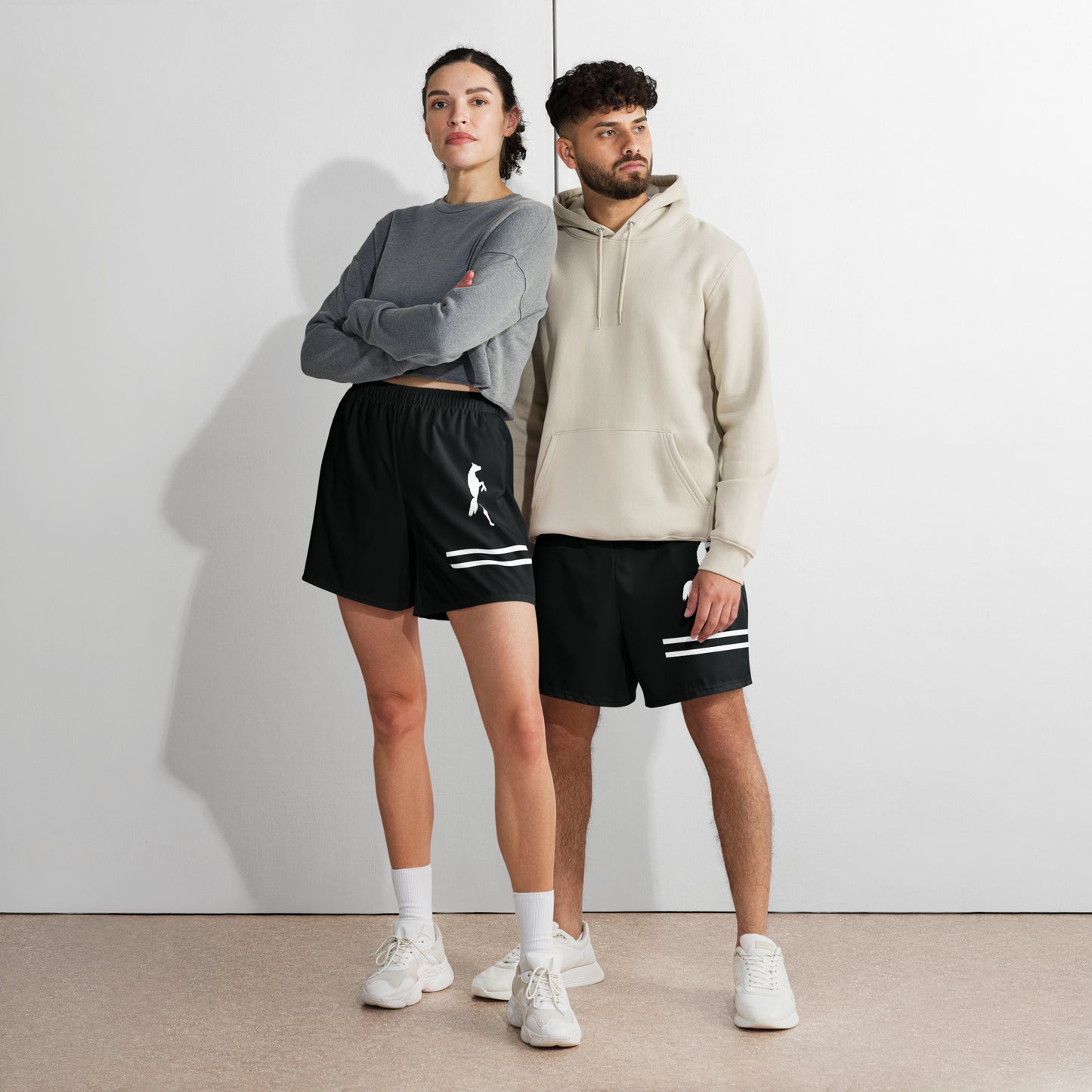 ELEVATE All-Over Print Unisex Athletic Long Shorts (Black)