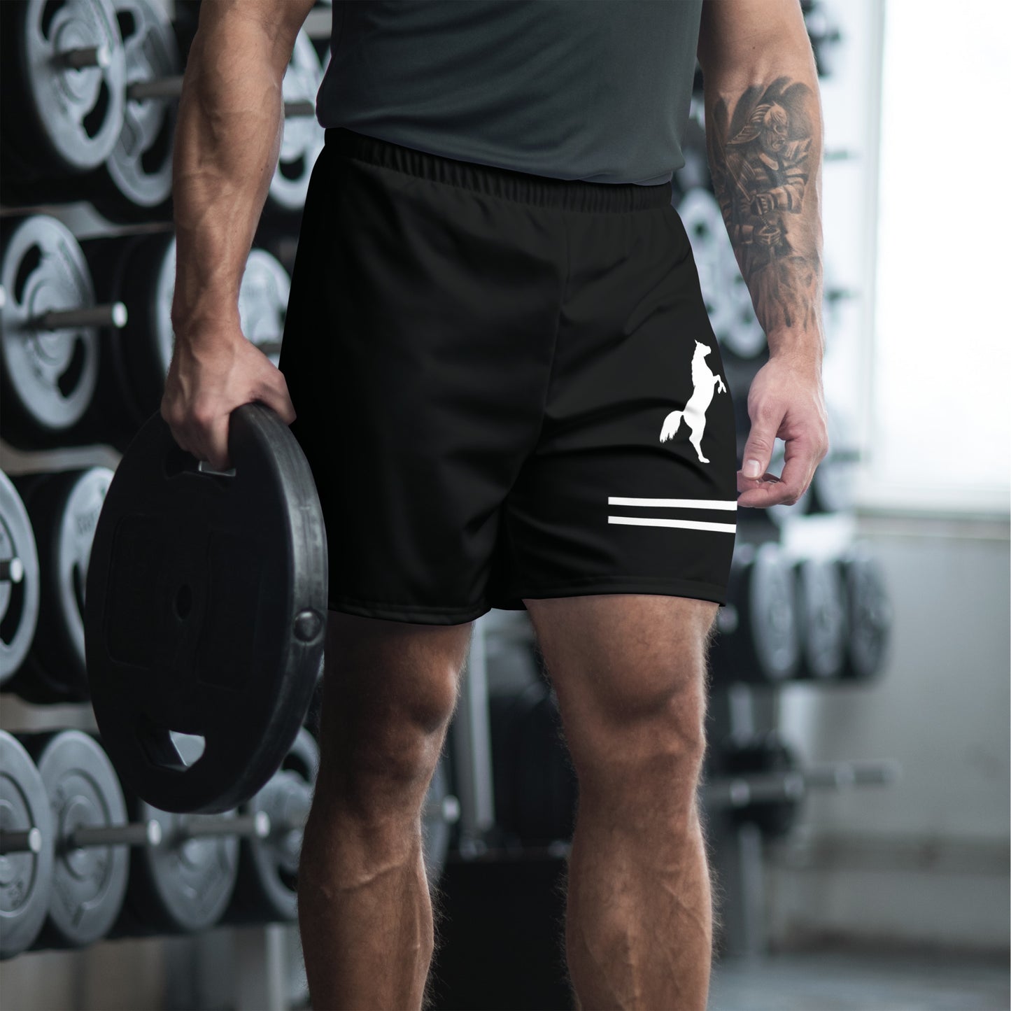 ELEVATE All-Over Print Unisex Athletic Long Shorts (Black)
