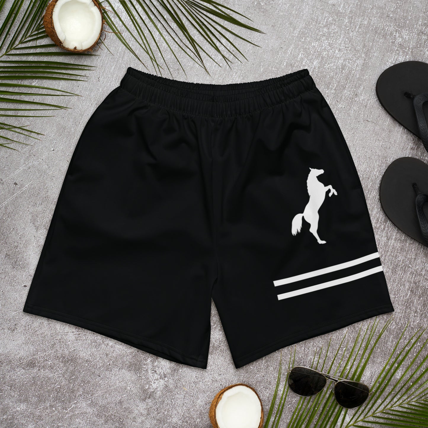 ELEVATE All-Over Print Unisex Athletic Long Shorts (Black)