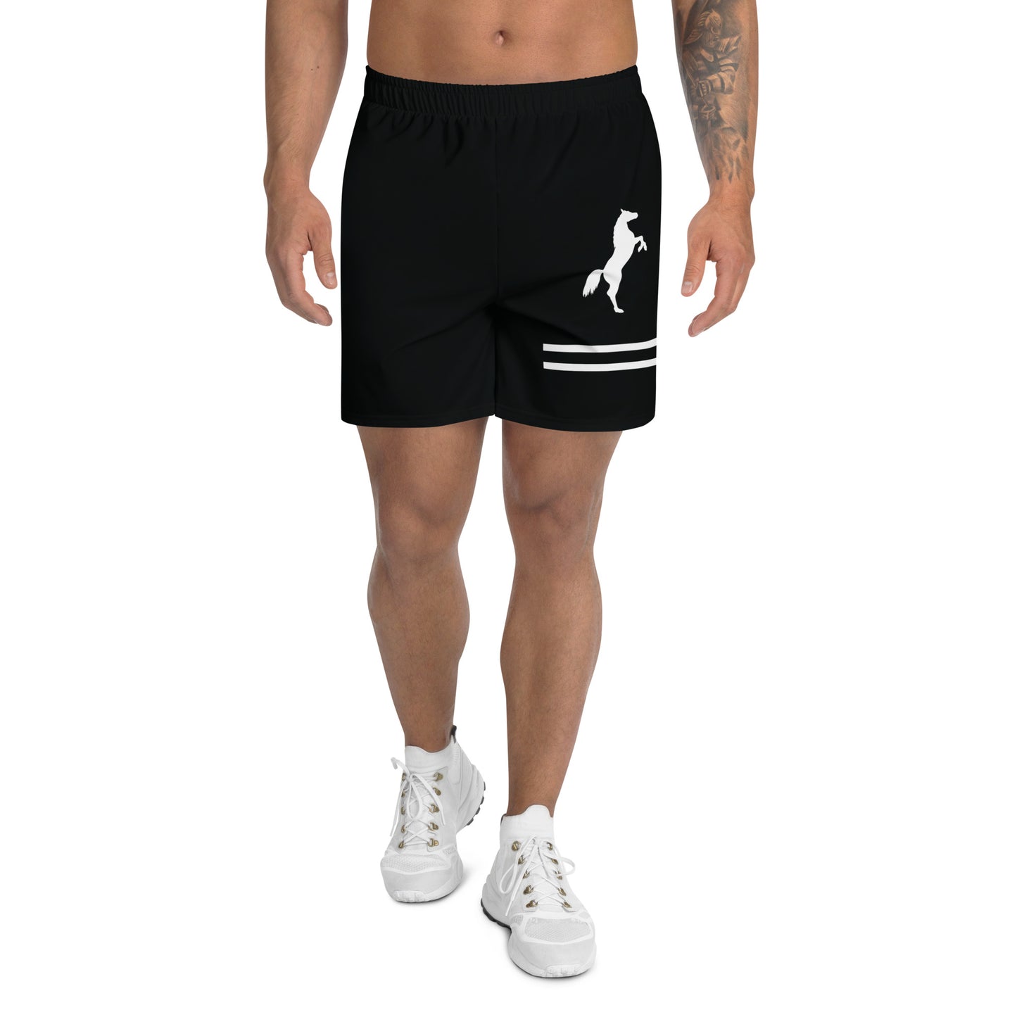 ELEVATE All-Over Print Unisex Athletic Long Shorts (Black)
