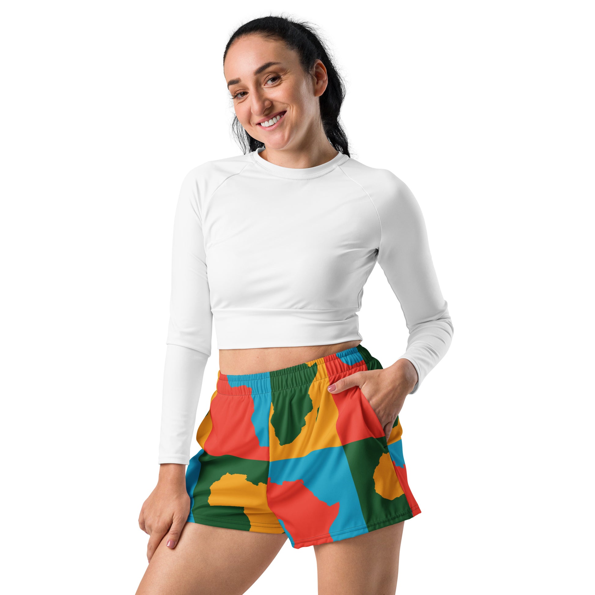 AFRICA WARHOL All-Over Print Unisex Athletic Shorts (Bright) - SOULSKY