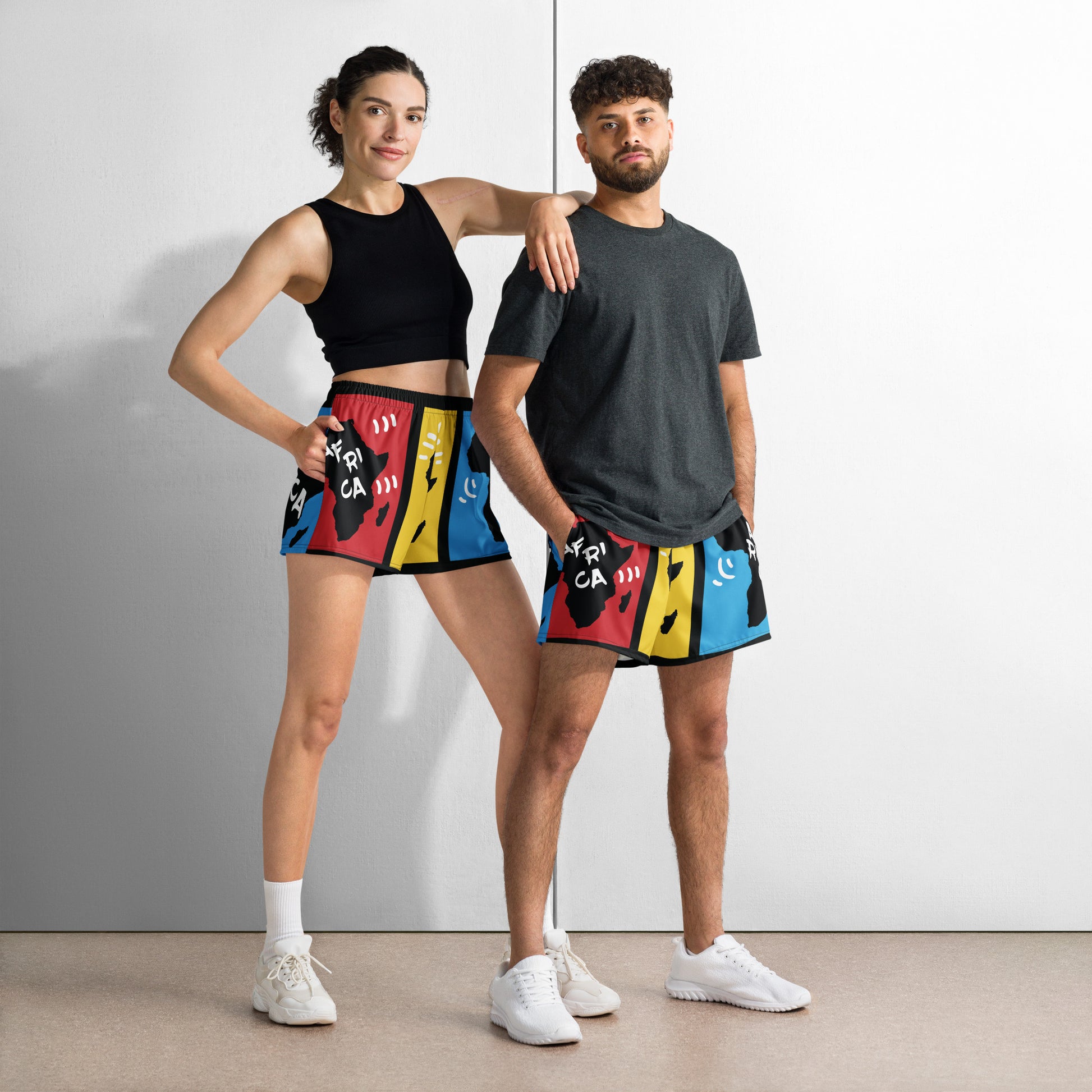 AFRICA PRIMARY All-Over Print Unisex Athletic Shorts - SOULSKY