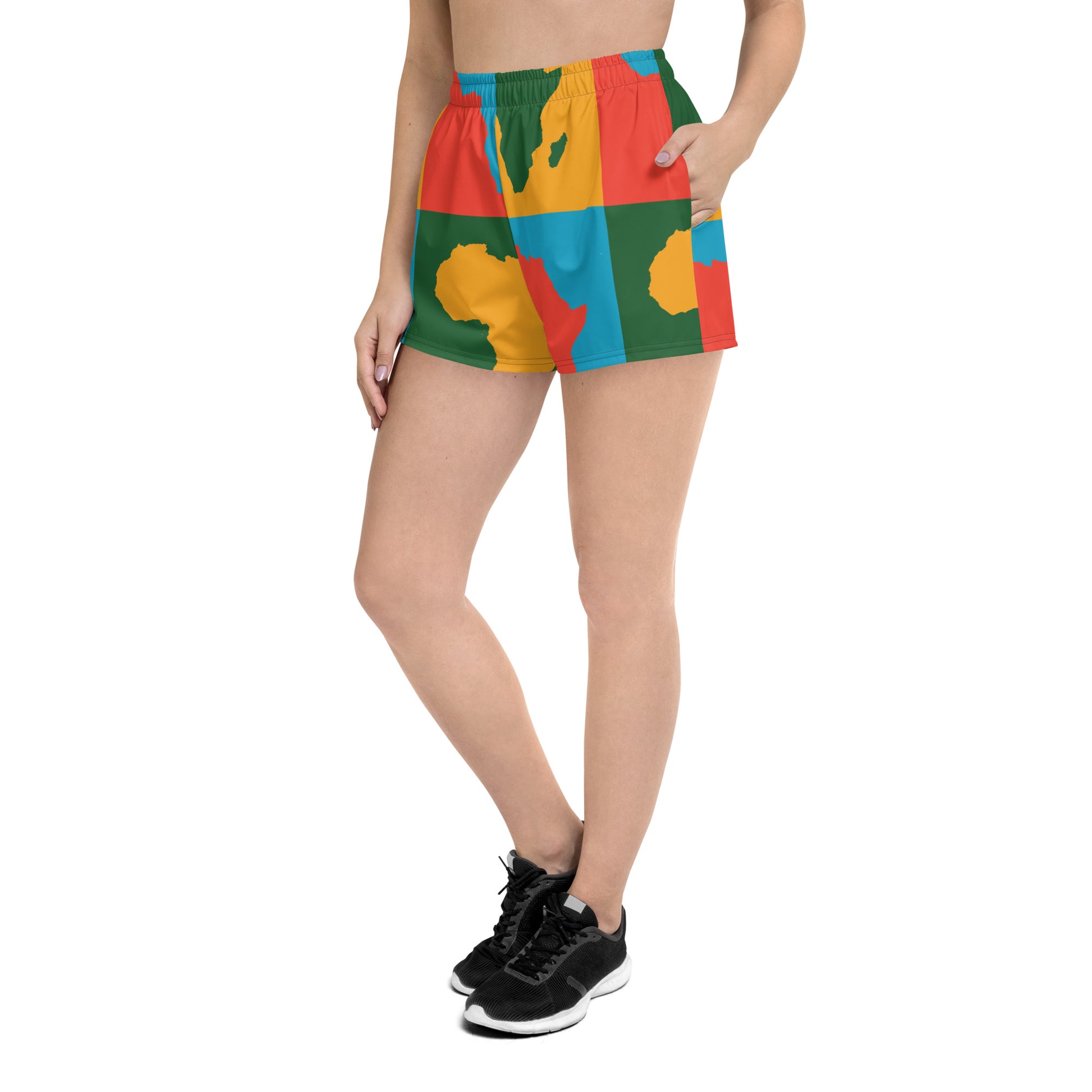 AFRICA WARHOL All-Over Print Unisex Athletic Shorts (Bright) - SOULSKY