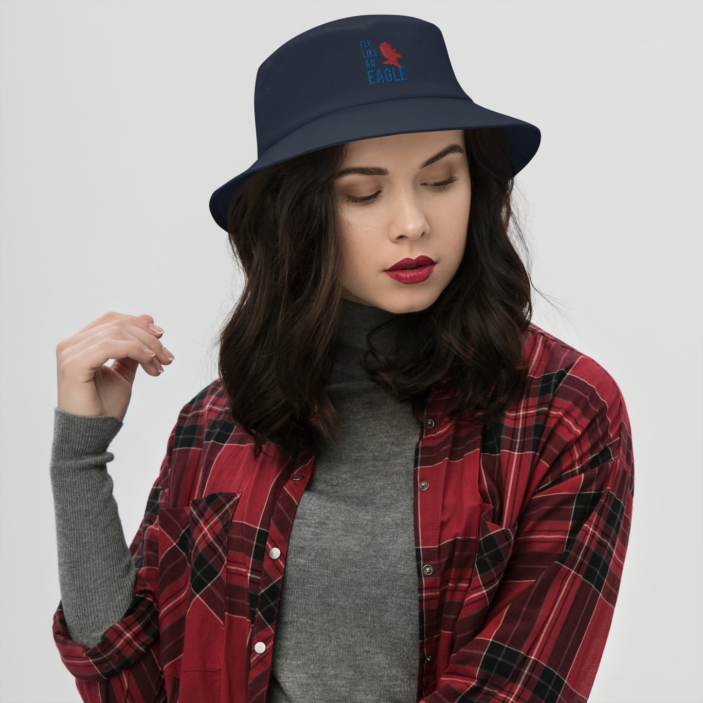 FLY LIKE AN EAGLE Bucket Hat (Navy Blue)