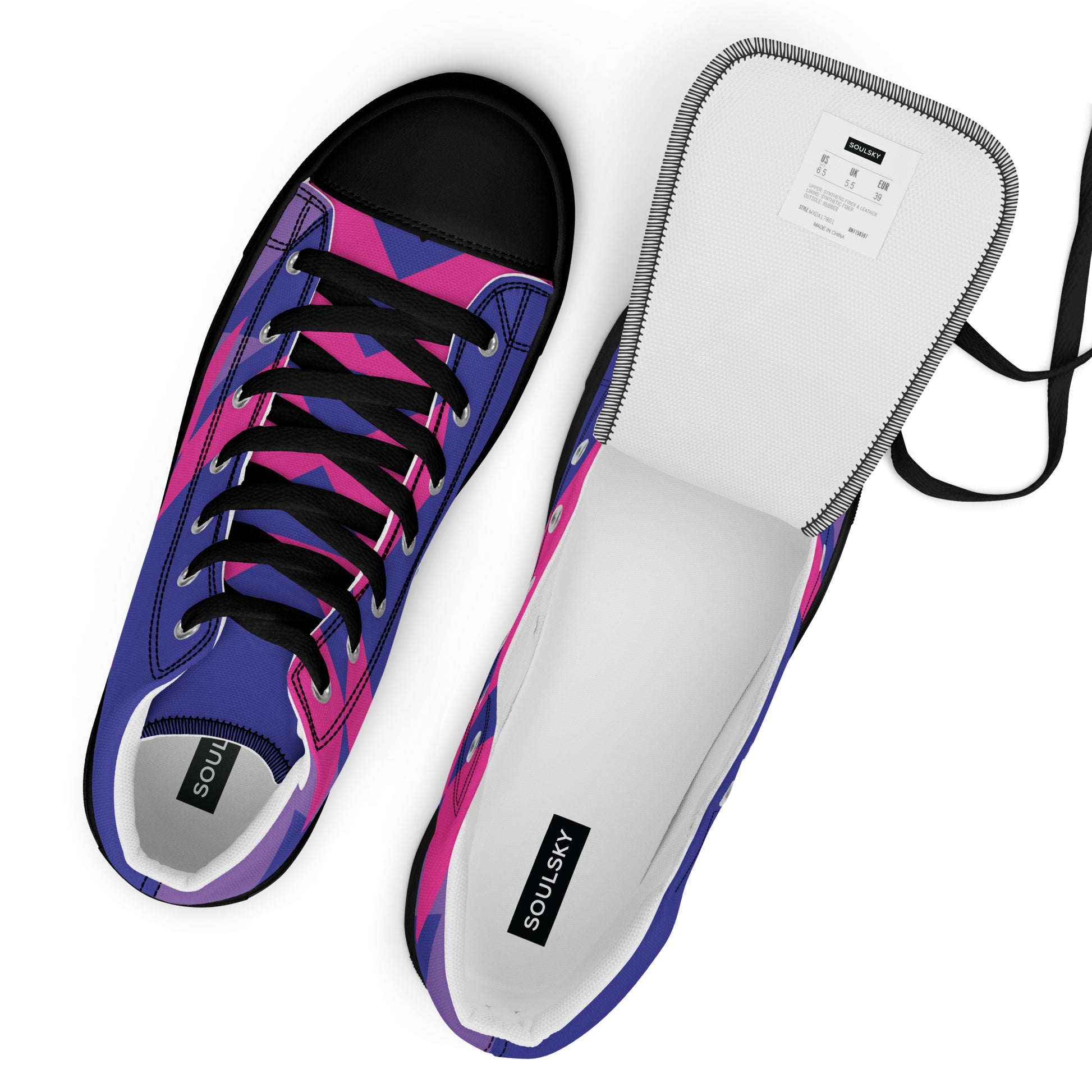BE BRAVE Men’s High Top Canvas Shoes (Purple, Pink) - SOULSKY