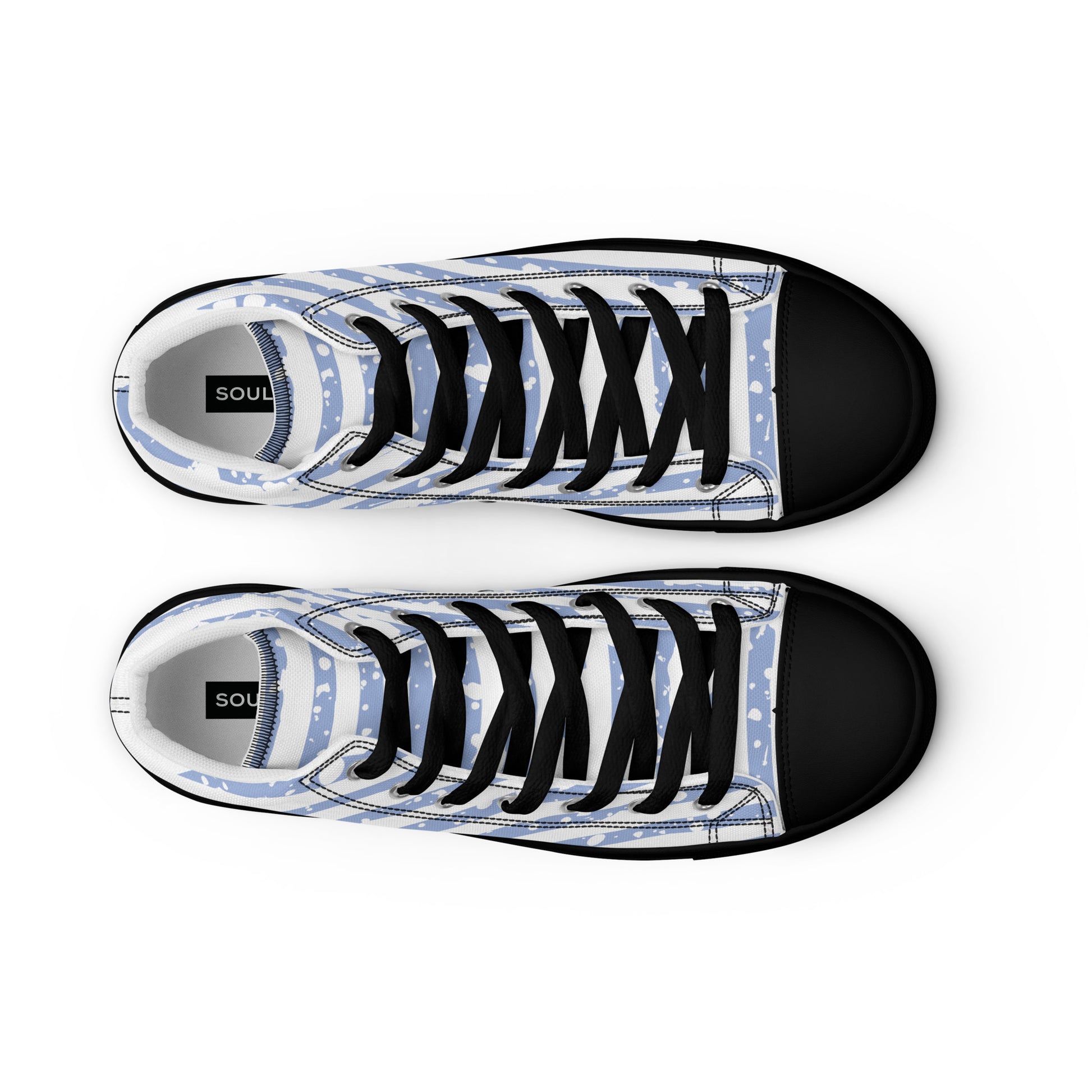 SHINE BRIGHT Men’s High Top Canvas Shoes (Light Blue) - SOULSKY