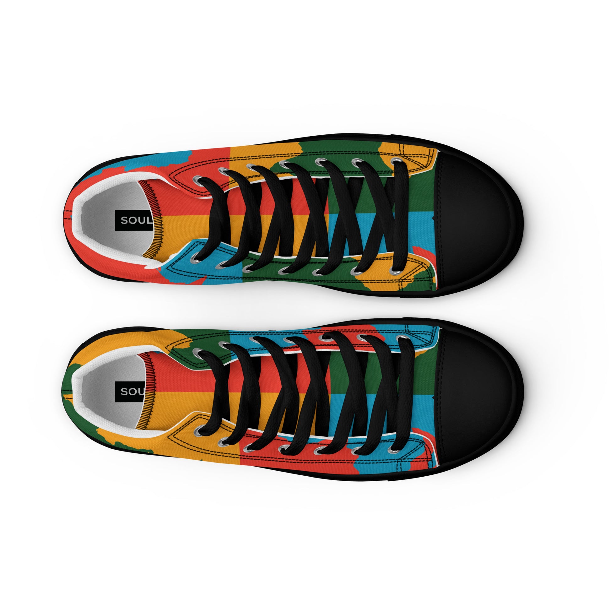 AFRICA WARHOL Men’s High Top Canvas Shoes (Bright) - SOULSKY