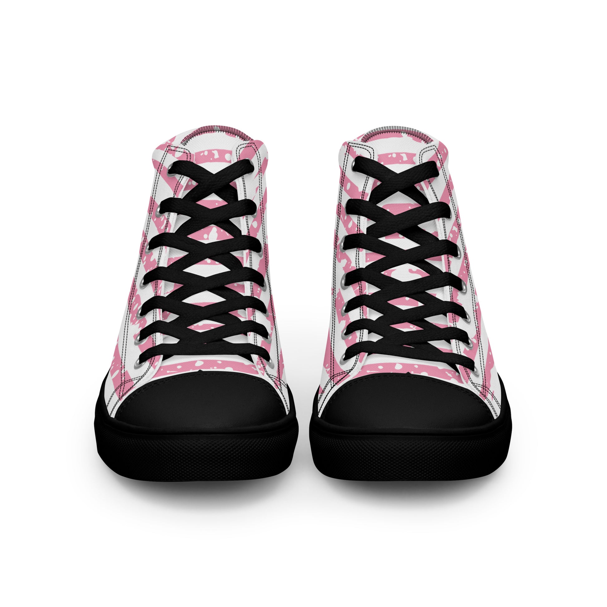 SHINE BRIGHT Men’s High Top Canvas Shoes (Pink) - SOULSKY