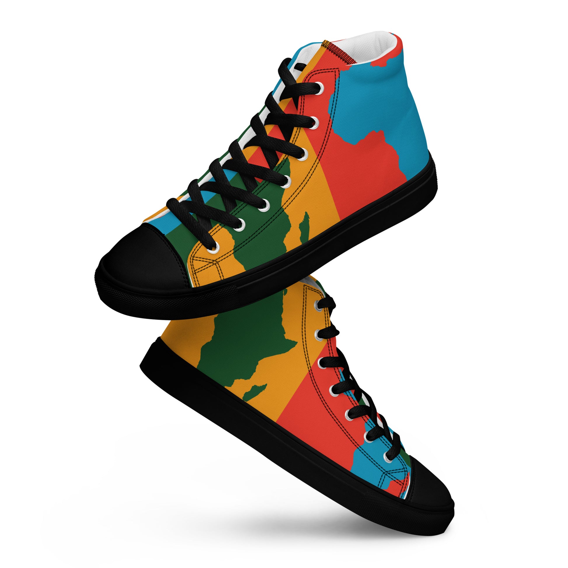 AFRICA WARHOL Men’s High Top Canvas Shoes (Bright) - SOULSKY