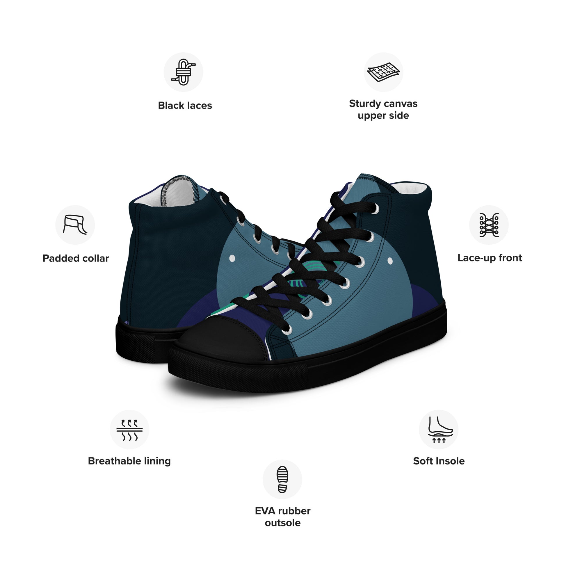 ARTIST Men’s High Top Canvas Shoes (Blue Tones) - SOULSKY