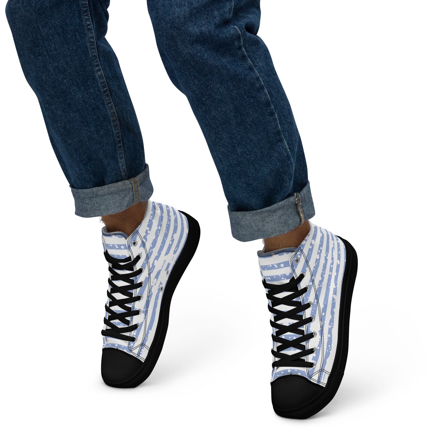 SHINE BRIGHT Men’s High Top Canvas Shoes (Light Blue)