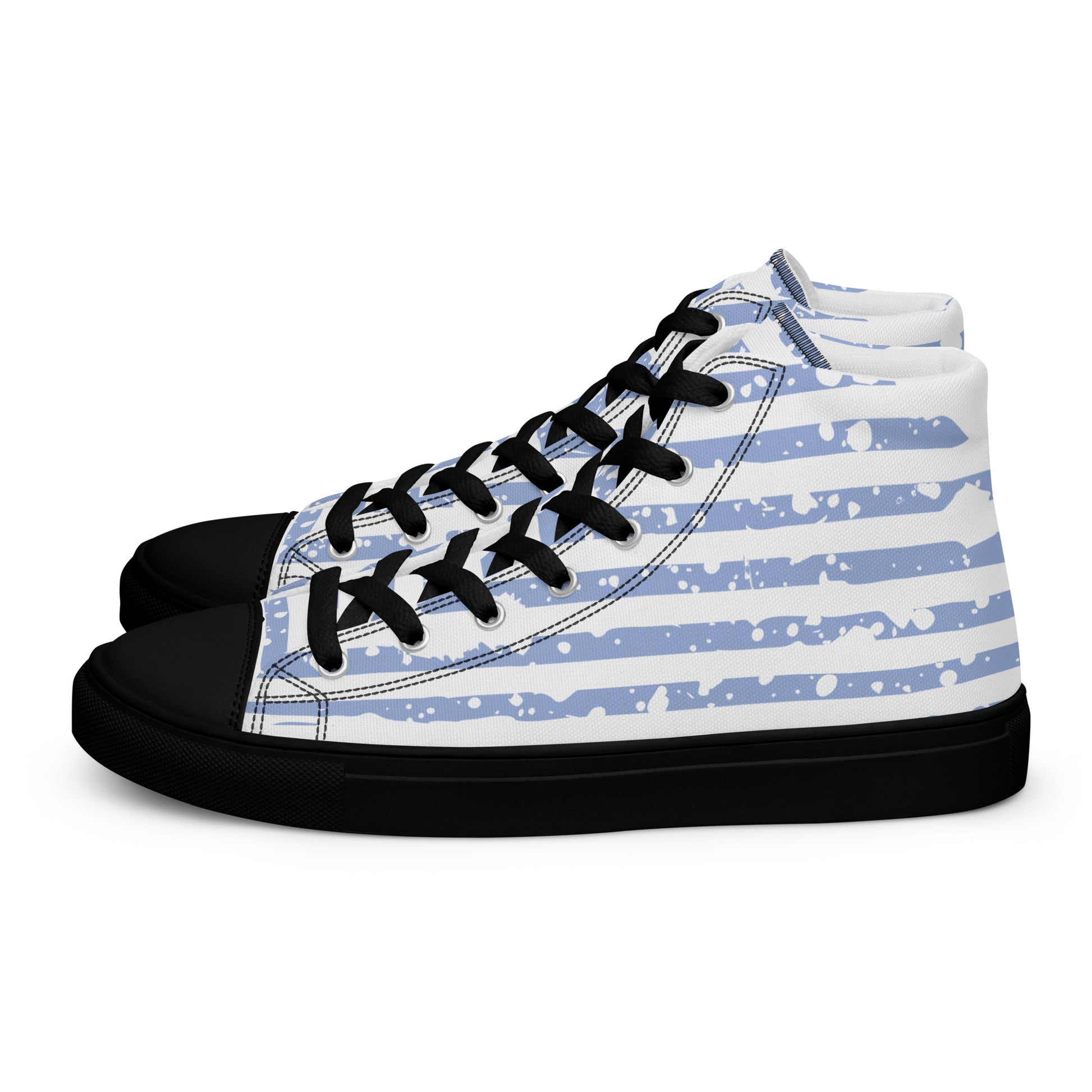 SHINE BRIGHT Men’s High Top Canvas Shoes (Light Blue) - SOULSKY