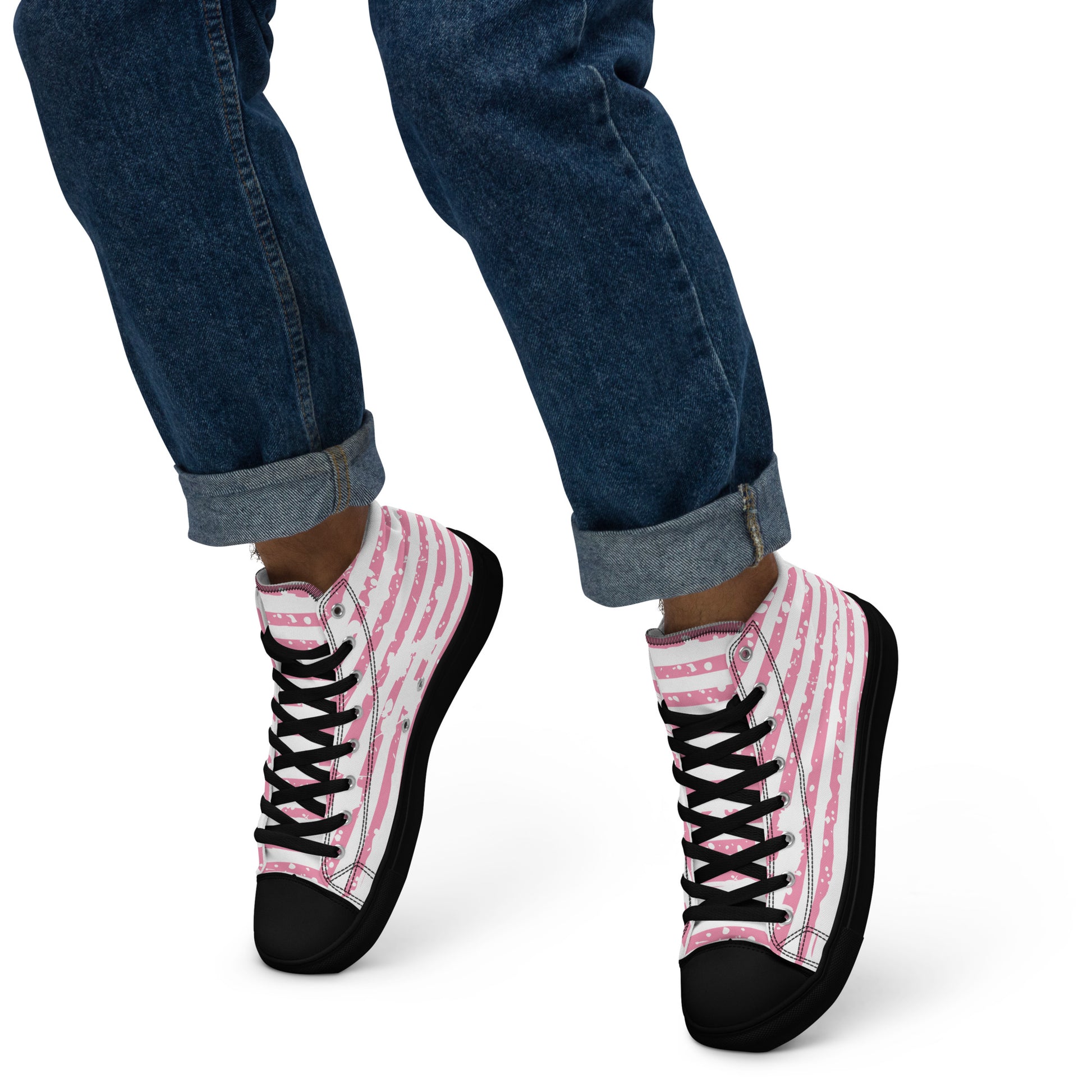 SHINE BRIGHT Men’s High Top Canvas Shoes (Pink) - SOULSKY