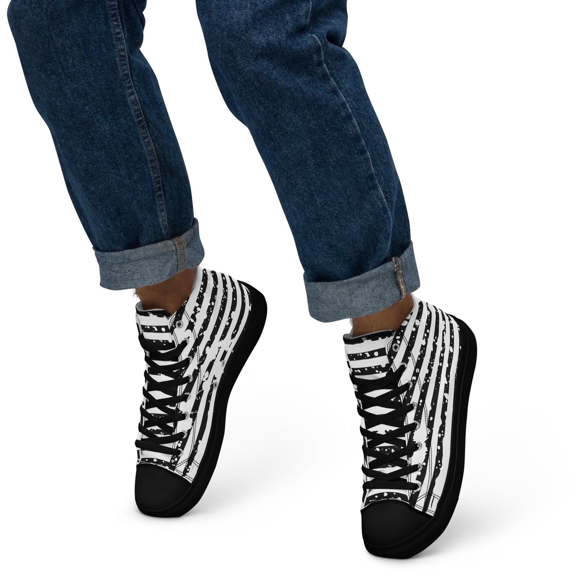 SHINE BRIGHT Men’s High Top Canvas Shoes (Black) - SOULSKY