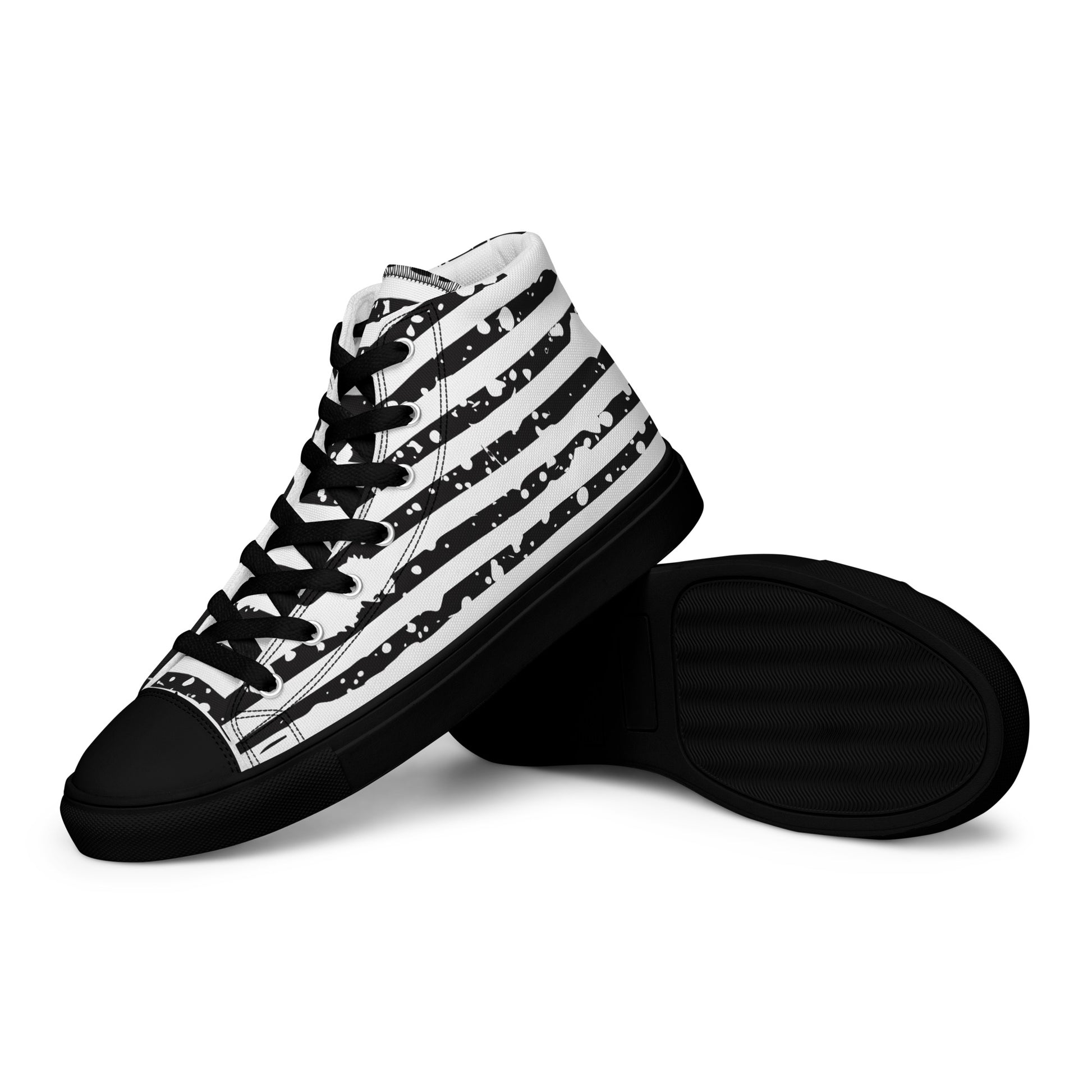 SHINE BRIGHT Men’s High Top Canvas Shoes (Black) - SOULSKY