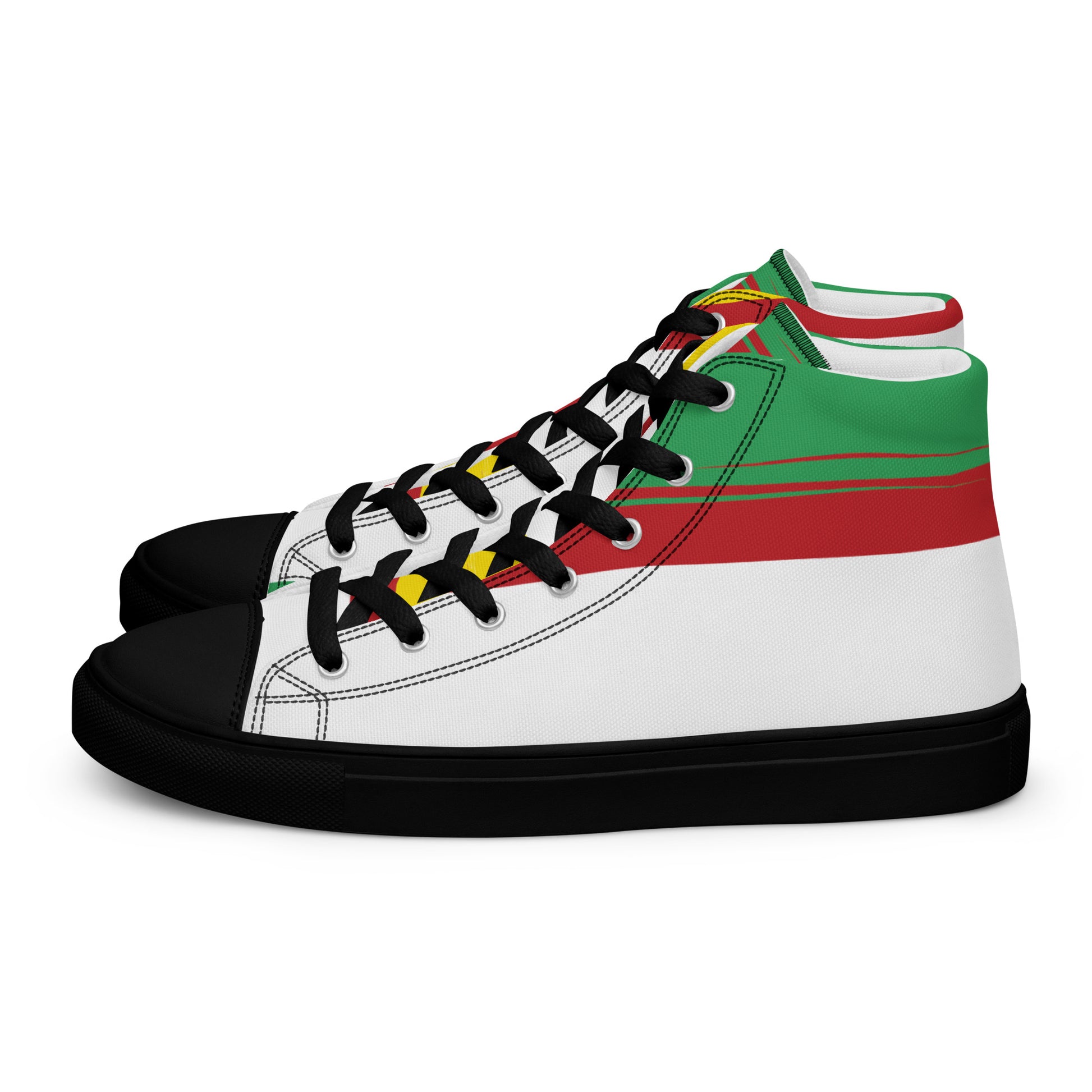 AFRICA STRIPES Men’s High Top Canvas Shoes (White) - SOULSKY