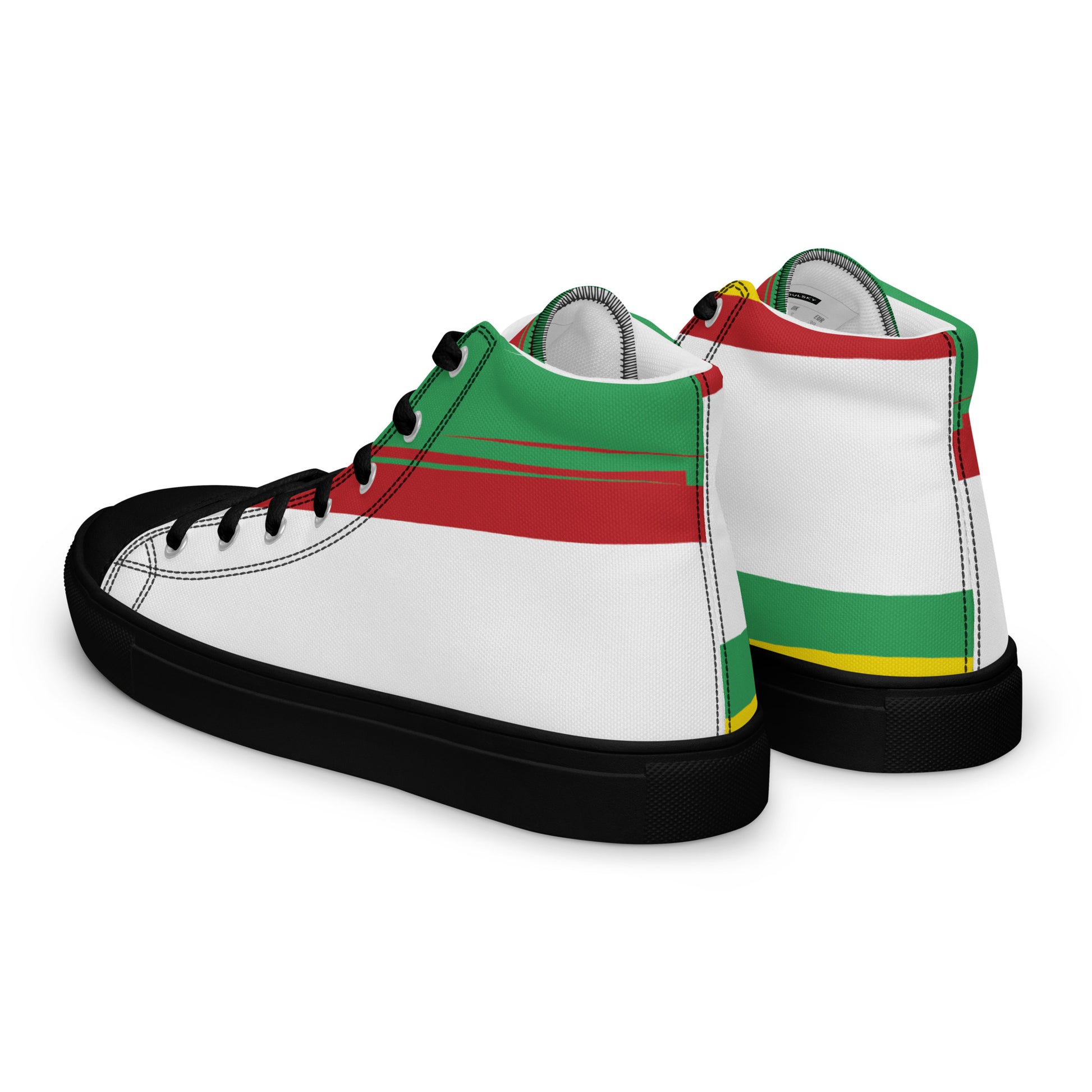 AFRICA STRIPES Men’s High Top Canvas Shoes (White) - SOULSKY