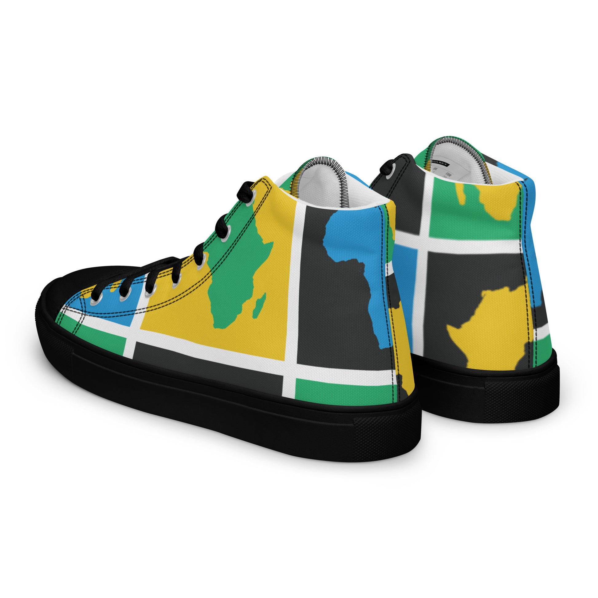 AFRICA WARHOL Men’s High Top Canvas Shoes (Yellow, Green, Turquoise) - SOULSKY