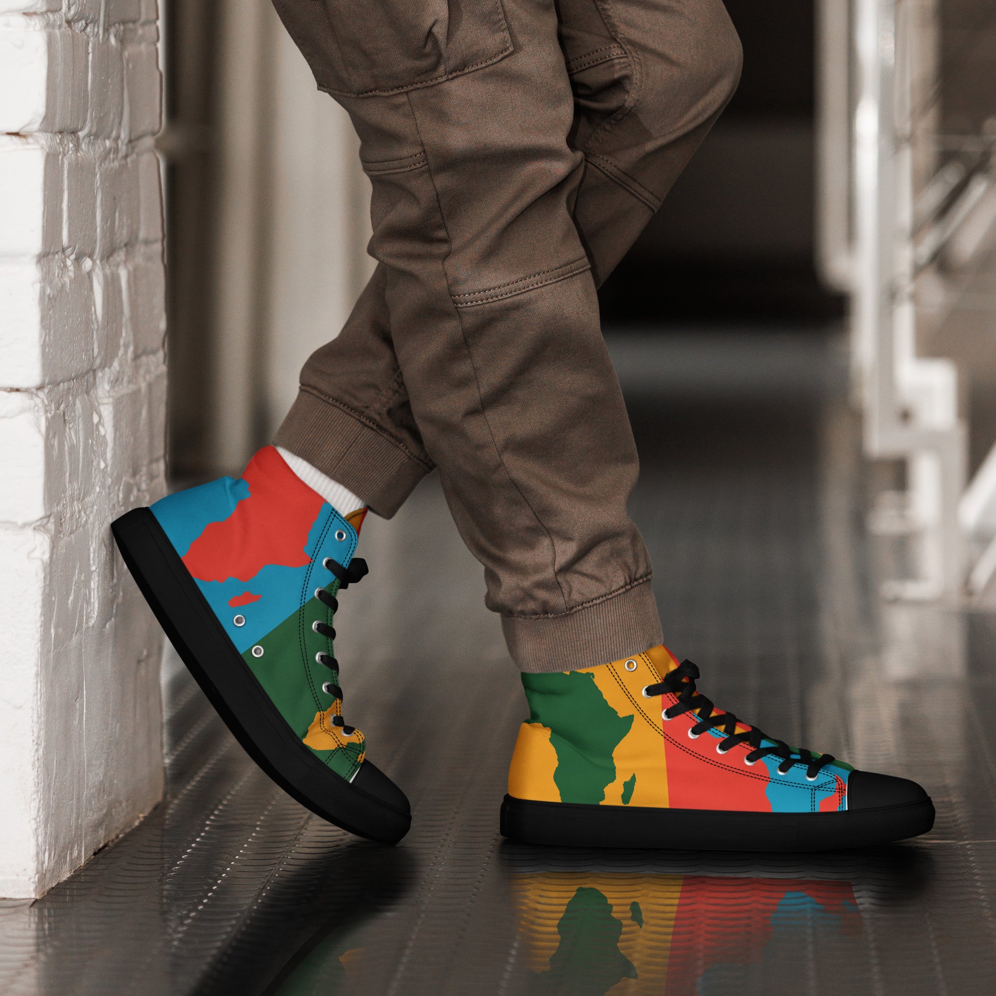 AFRICA WARHOL Men’s High Top Canvas Shoes (Bright) - SOULSKY
