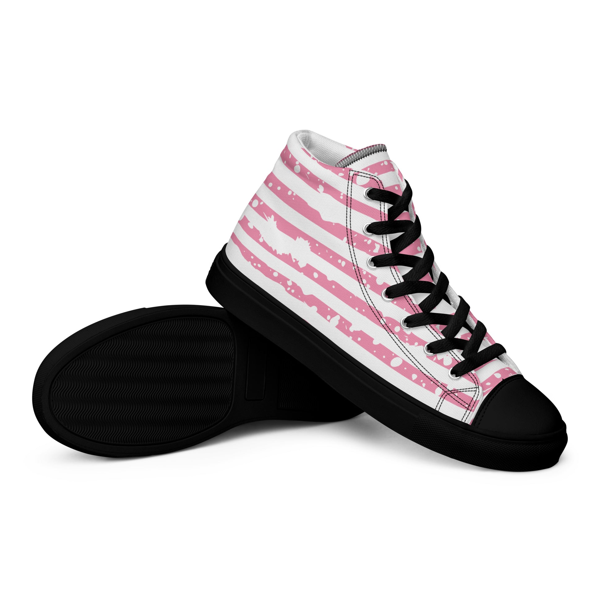 SHINE BRIGHT Men’s High Top Canvas Shoes (Pink) - SOULSKY