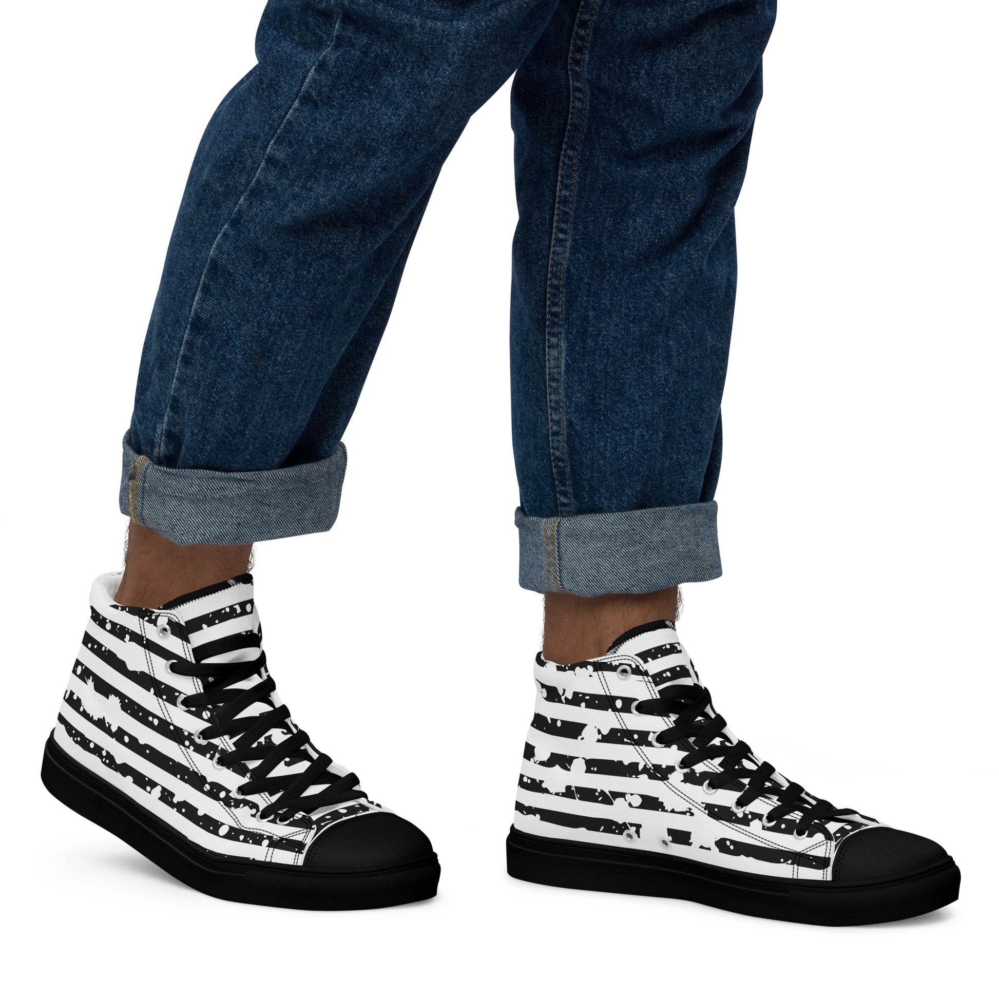 SHINE BRIGHT Men’s High Top Canvas Shoes (Black) - SOULSKY