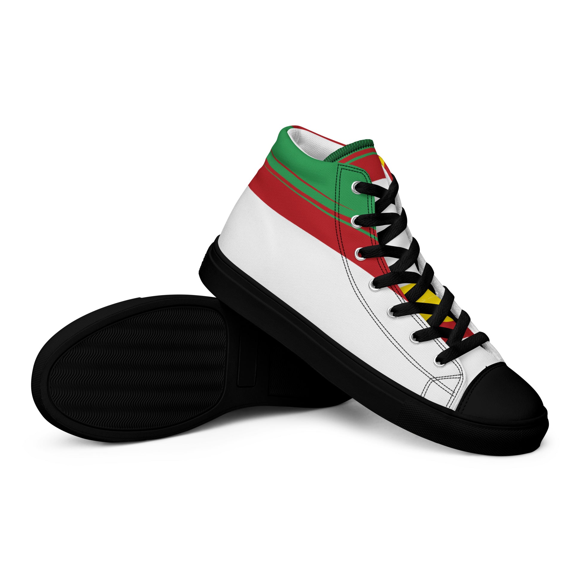 AFRICA STRIPES Men’s High Top Canvas Shoes (White) - SOULSKY