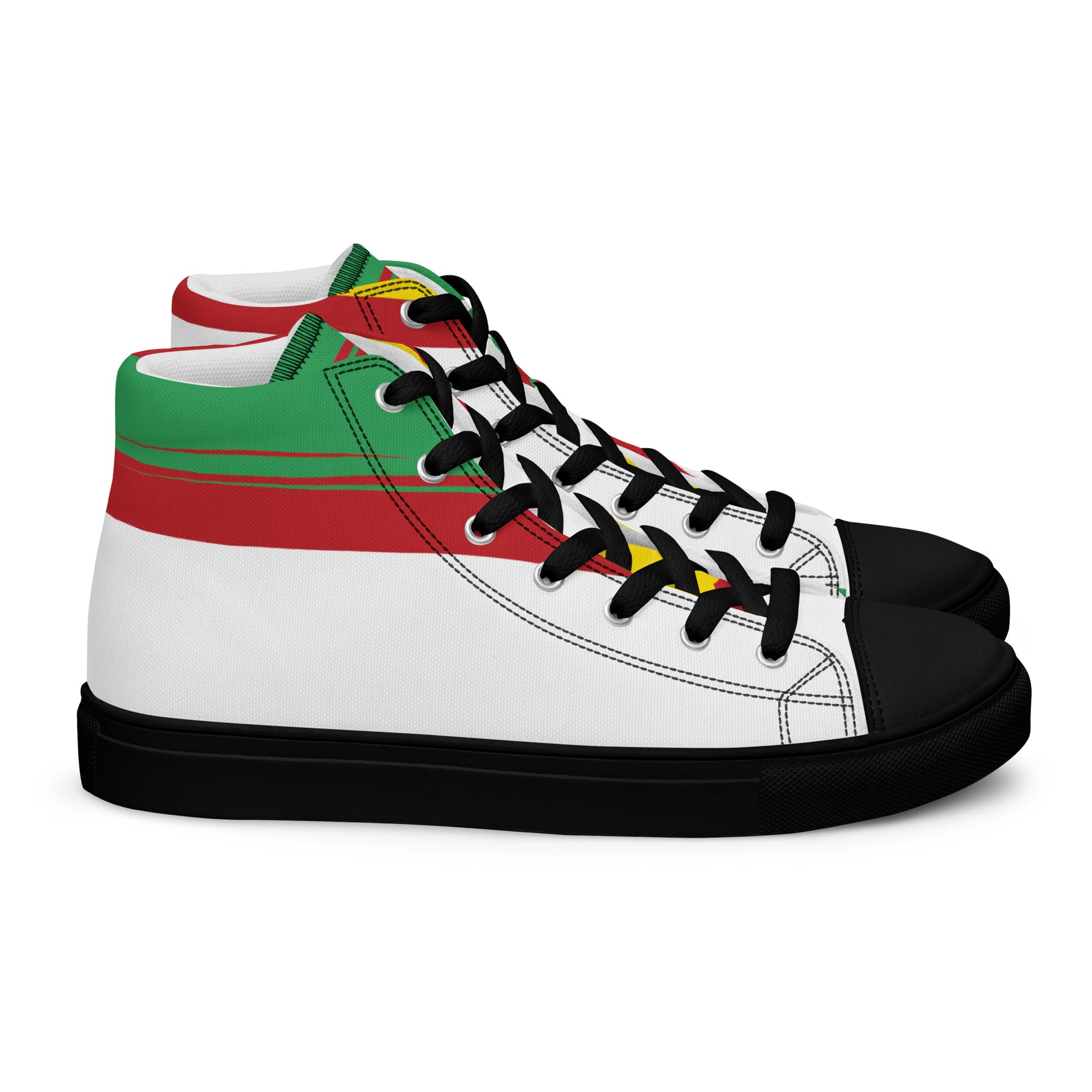 AFRICA STRIPES Men’s High Top Canvas Shoes (White) - SOULSKY