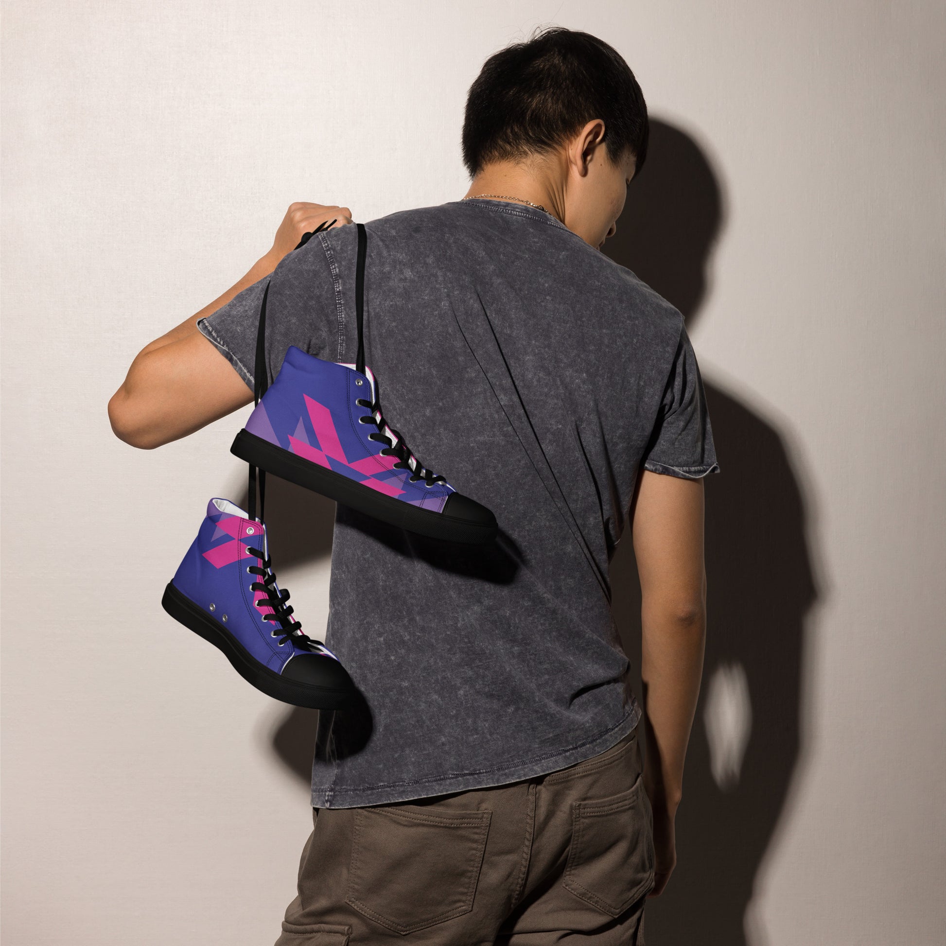 BE BRAVE Men’s High Top Canvas Shoes (Purple, Pink) - SOULSKY