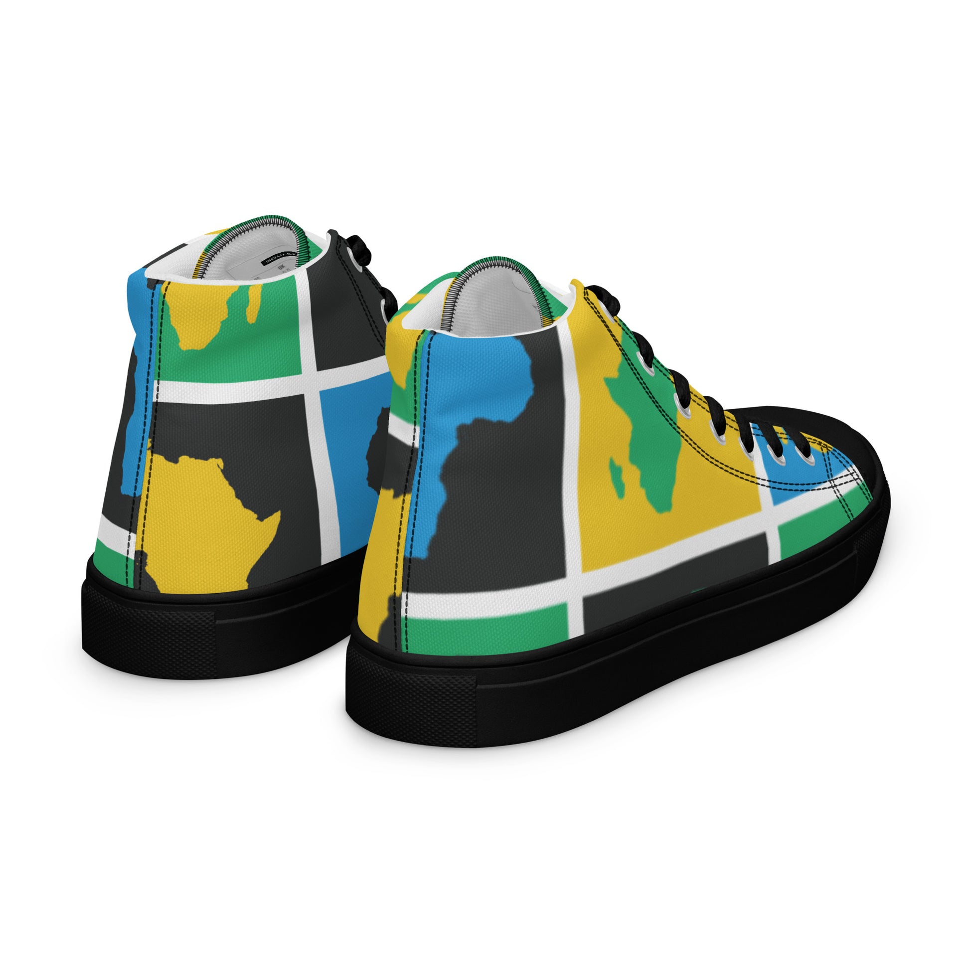 AFRICA WARHOL Men’s High Top Canvas Shoes (Yellow, Green, Turquoise) - SOULSKY