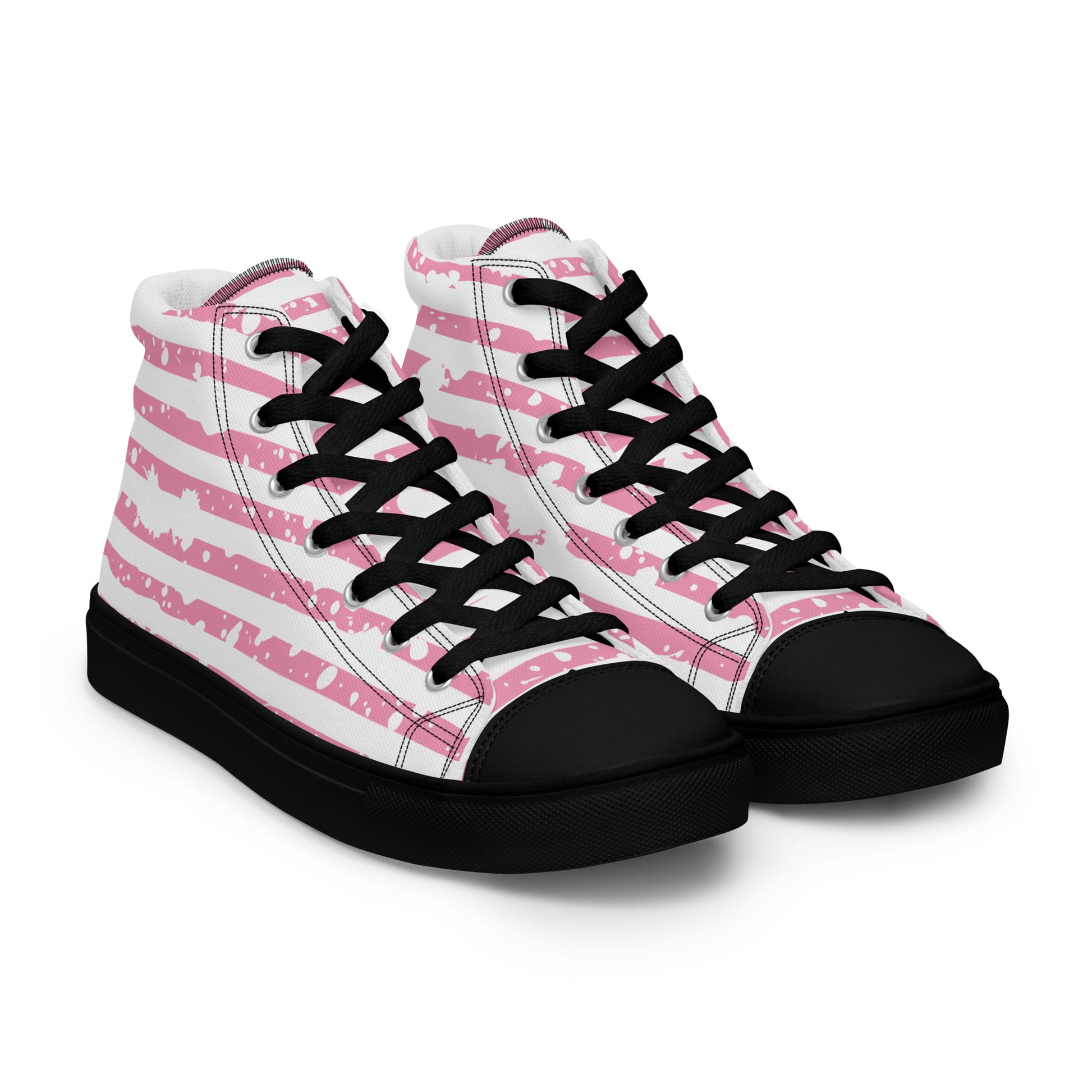 SHINE BRIGHT Men’s High Top Canvas Shoes (Pink) - SOULSKY