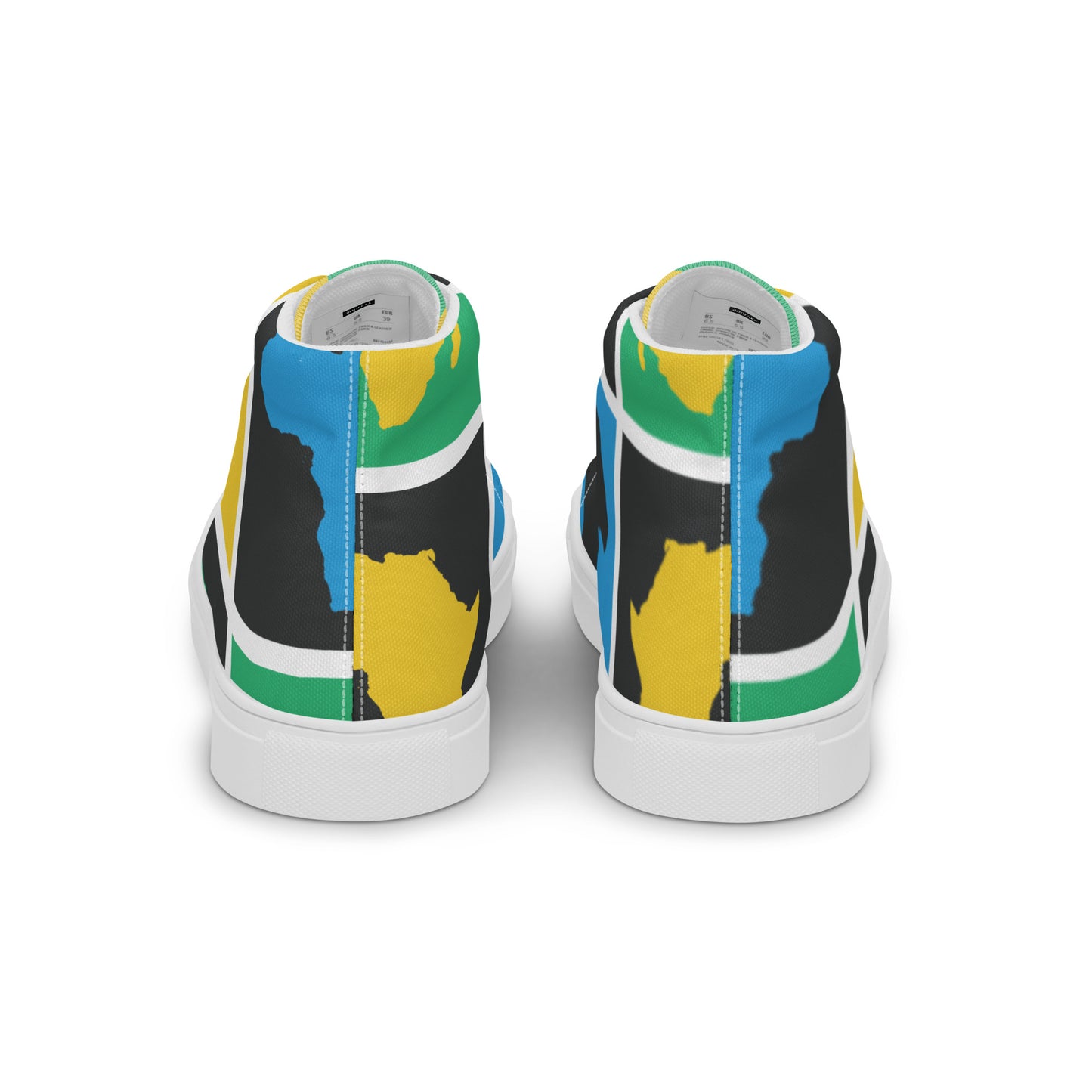 AFRICA WARHOL Men’s High Top Canvas Shoes (Yellow, Green, Turquoise)