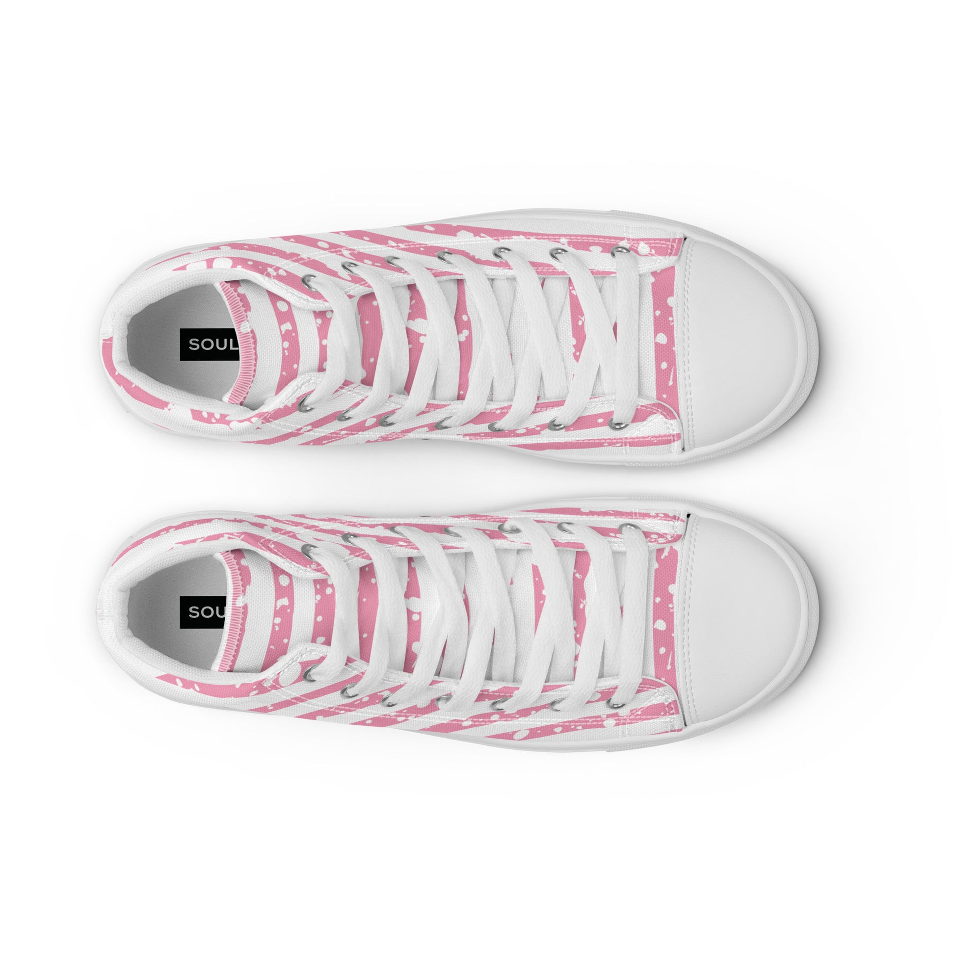 SHINE BRIGHT Men’s High Top Canvas Shoes (Pink) - SOULSKY