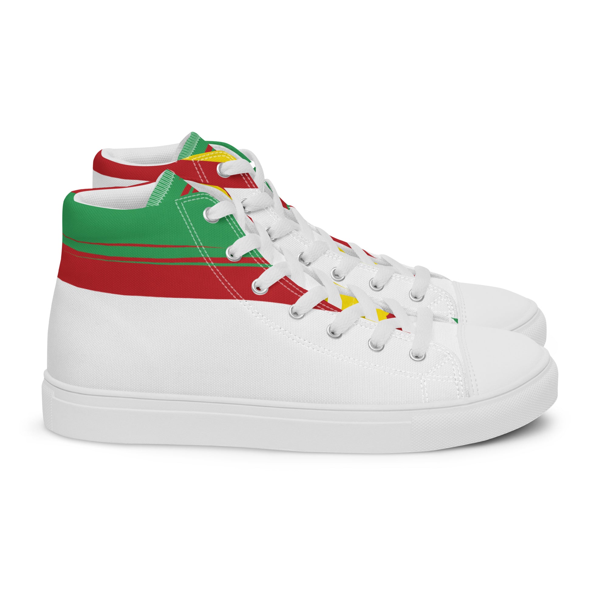 AFRICA STRIPES Men’s High Top Canvas Shoes (White) - SOULSKY