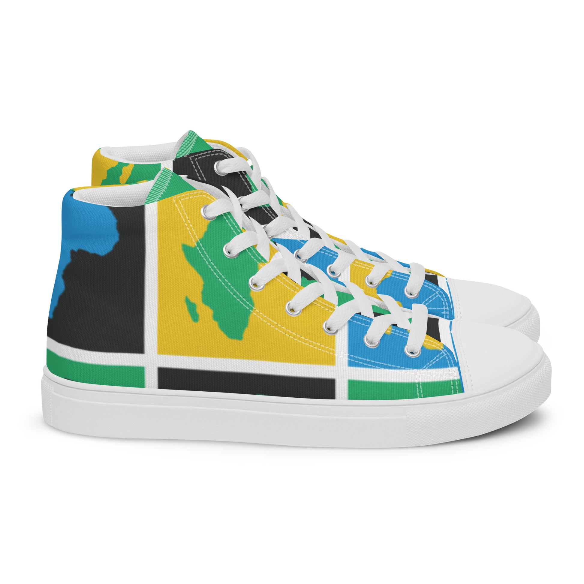 AFRICA WARHOL Men’s High Top Canvas Shoes (Yellow, Green, Turquoise) - SOULSKY