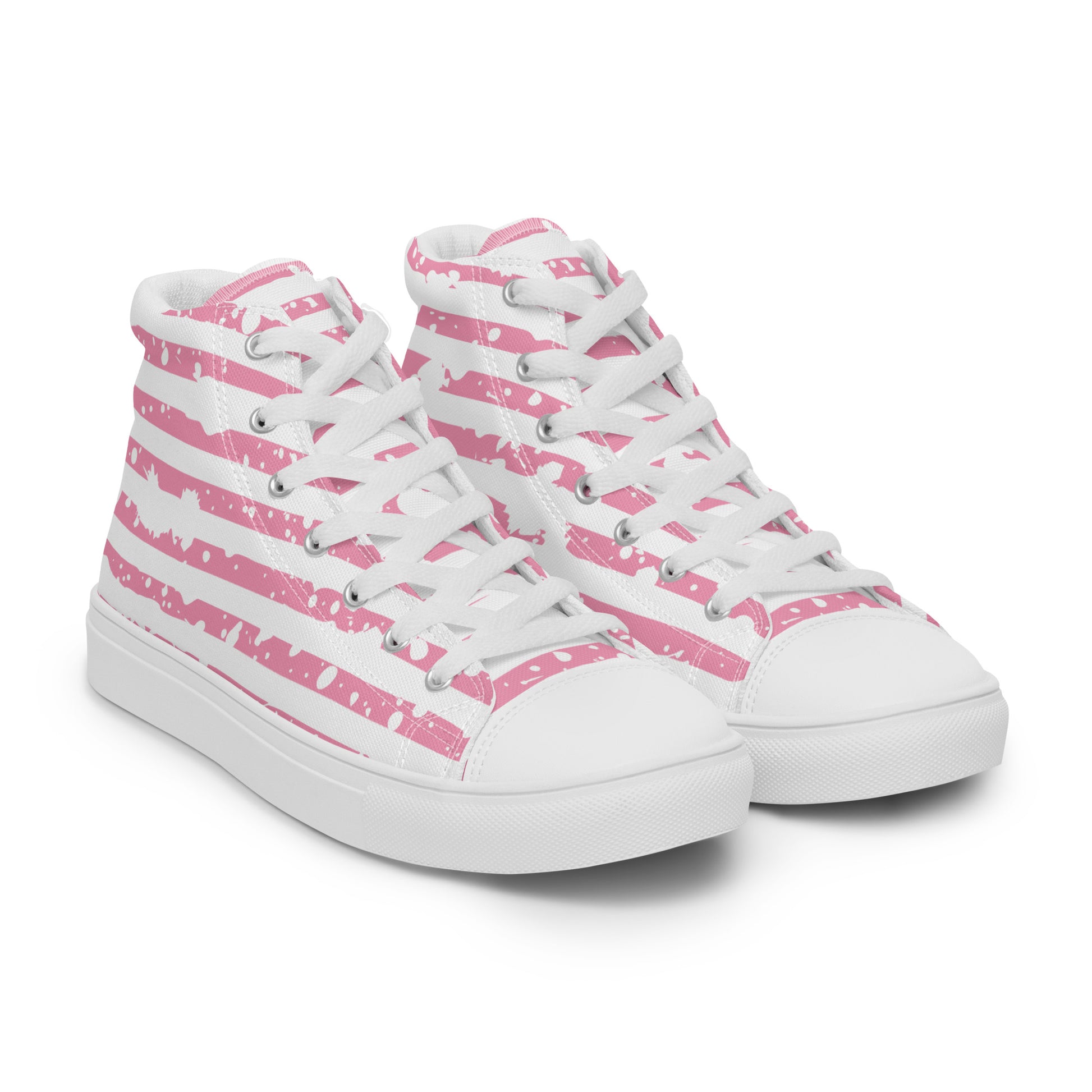 SHINE BRIGHT Men’s High Top Canvas Shoes (Pink) - SOULSKY