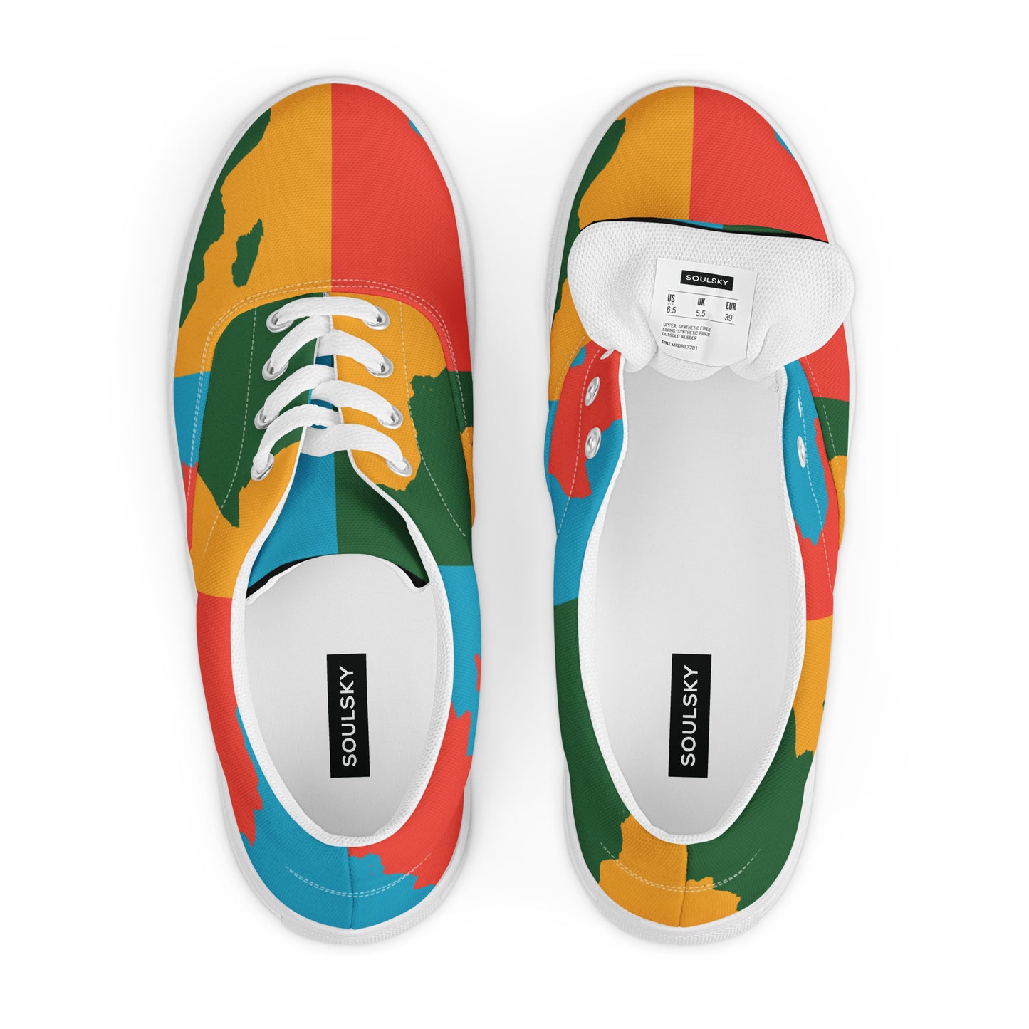 AFRICA WARHOL Men’s Lace-Up Canvas Shoes (Bright)