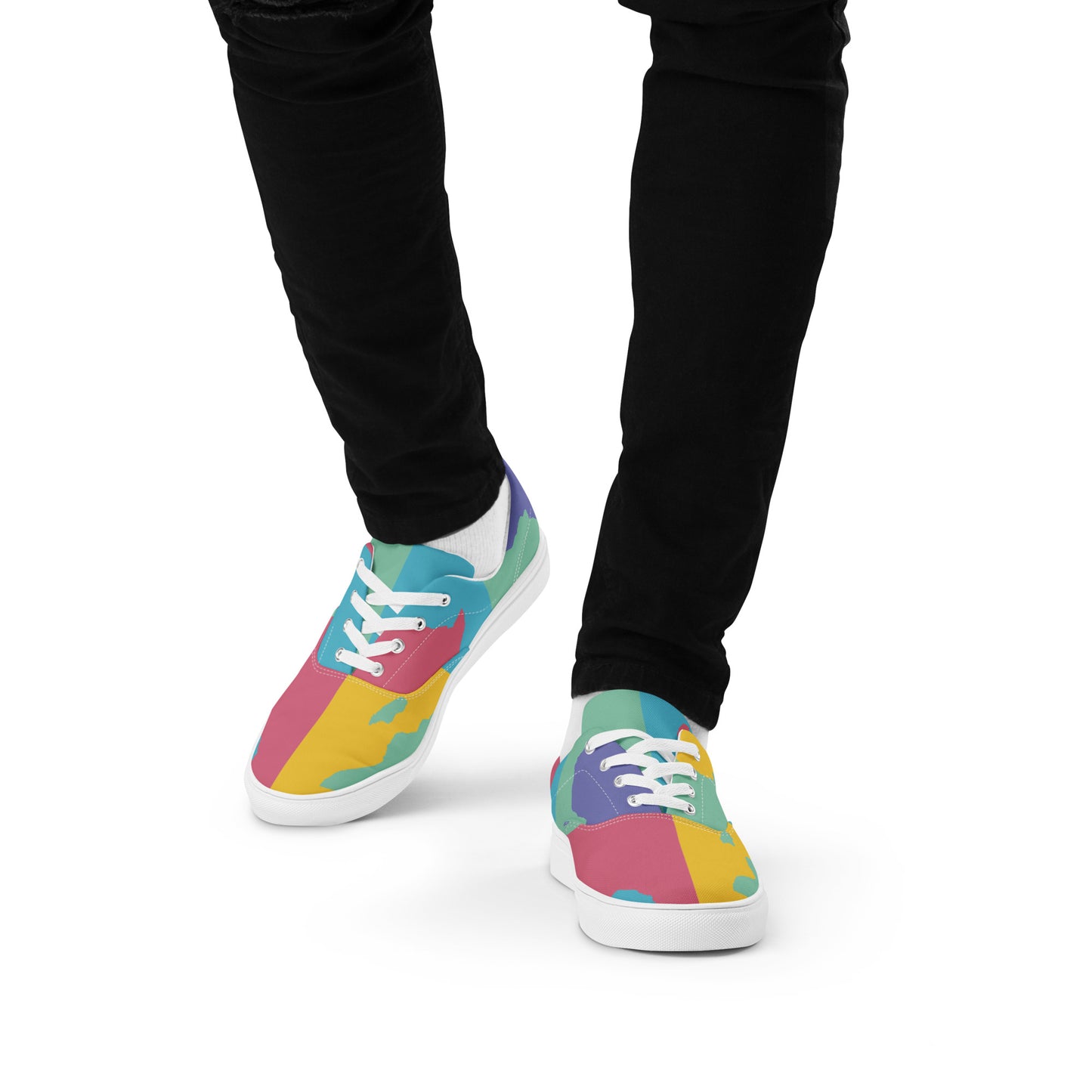 AFRICA WARHOL Men’s Lace-Up Canvas Shoes (Retro)