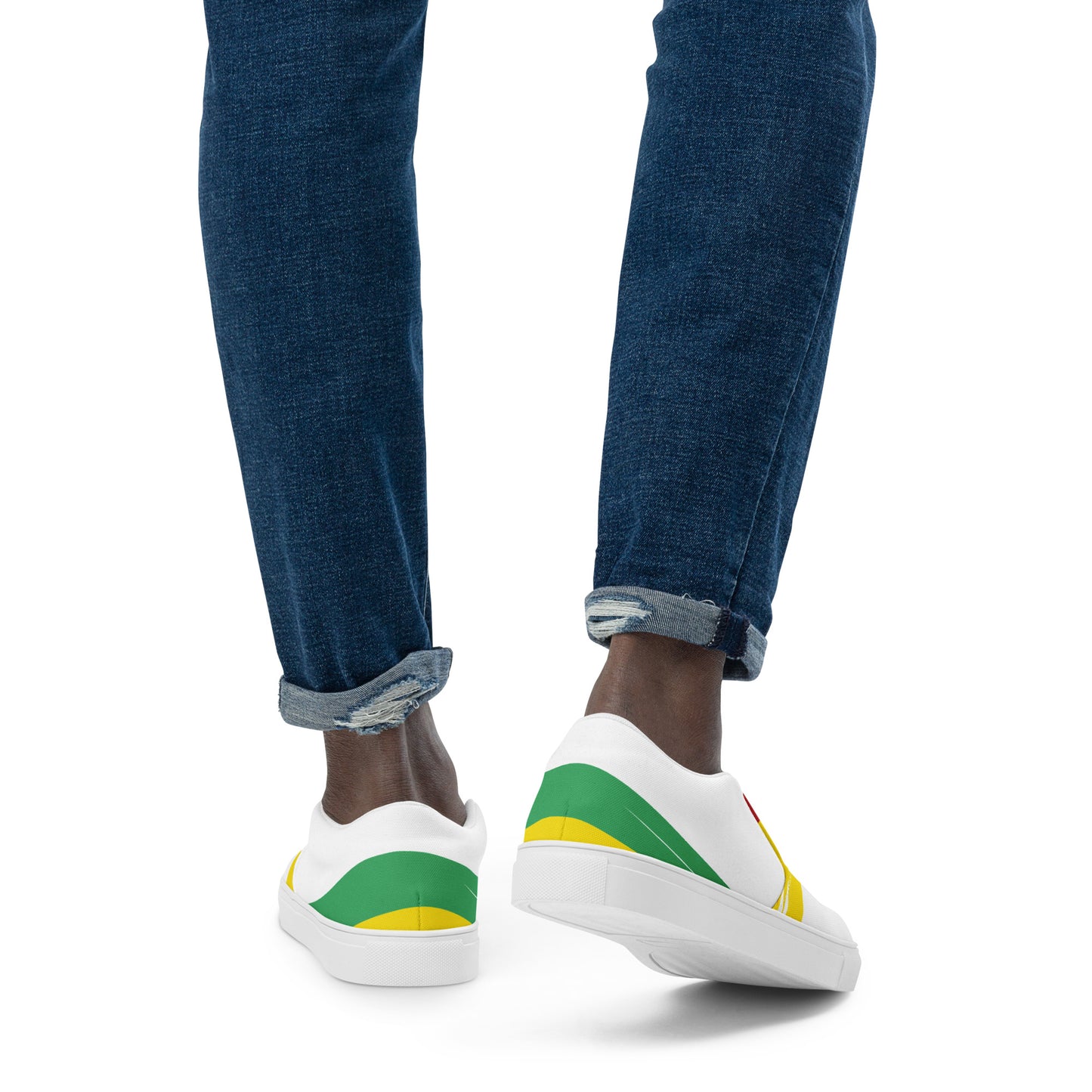 AFRICA STRIPES Men’s Slip-On Canvas Shoes (White)