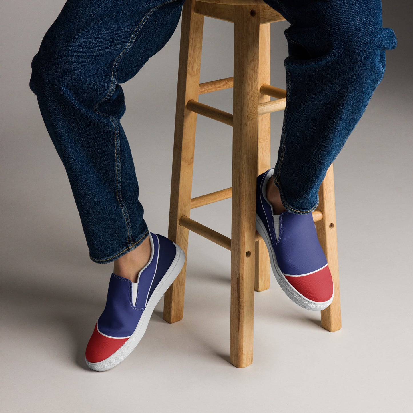 Men’s Slip-On Canvas Shoes (Red, Navy Blue)