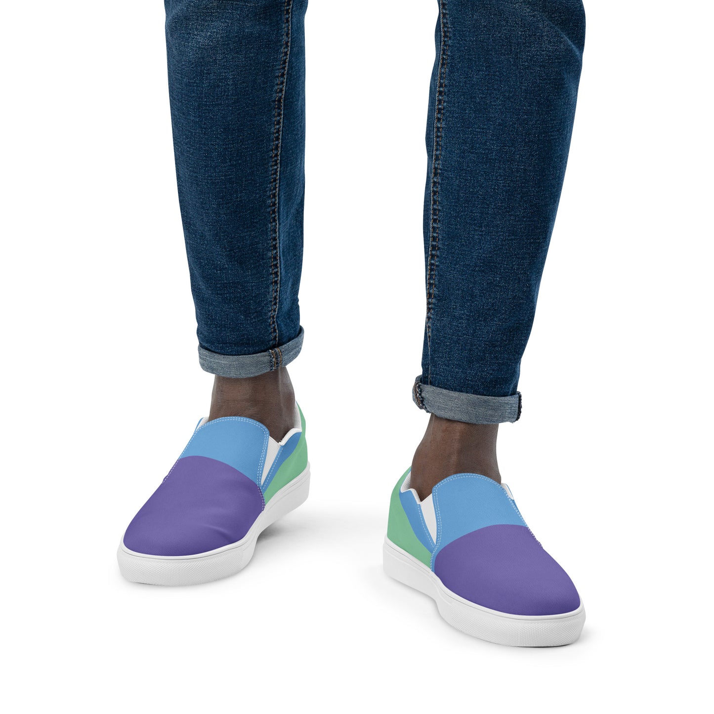 TRIUMPH Men’s Slip-On Canvas Shoes (Purple, Light Blue, Aqua Green)