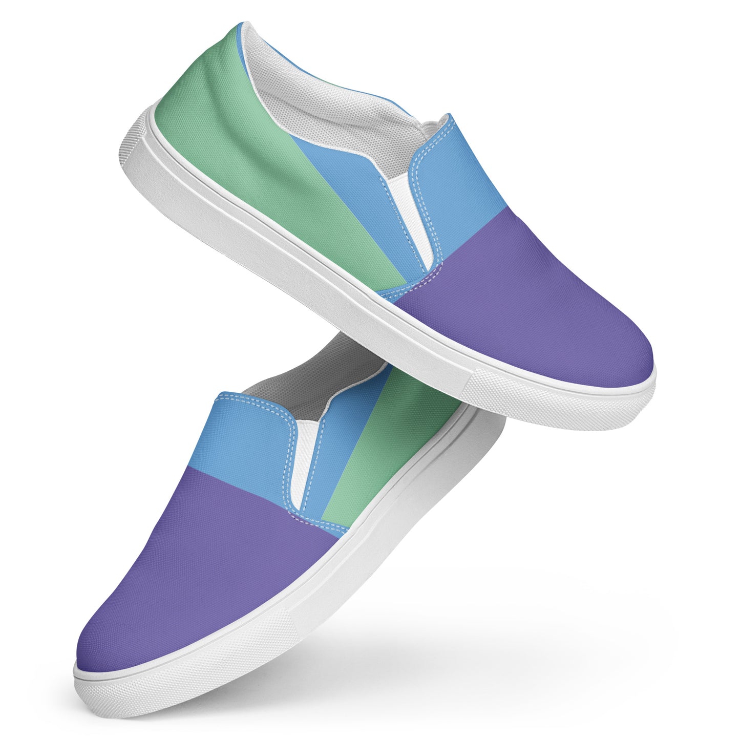TRIUMPH Men’s Slip-On Canvas Shoes (Purple, Light Blue, Aqua Green)